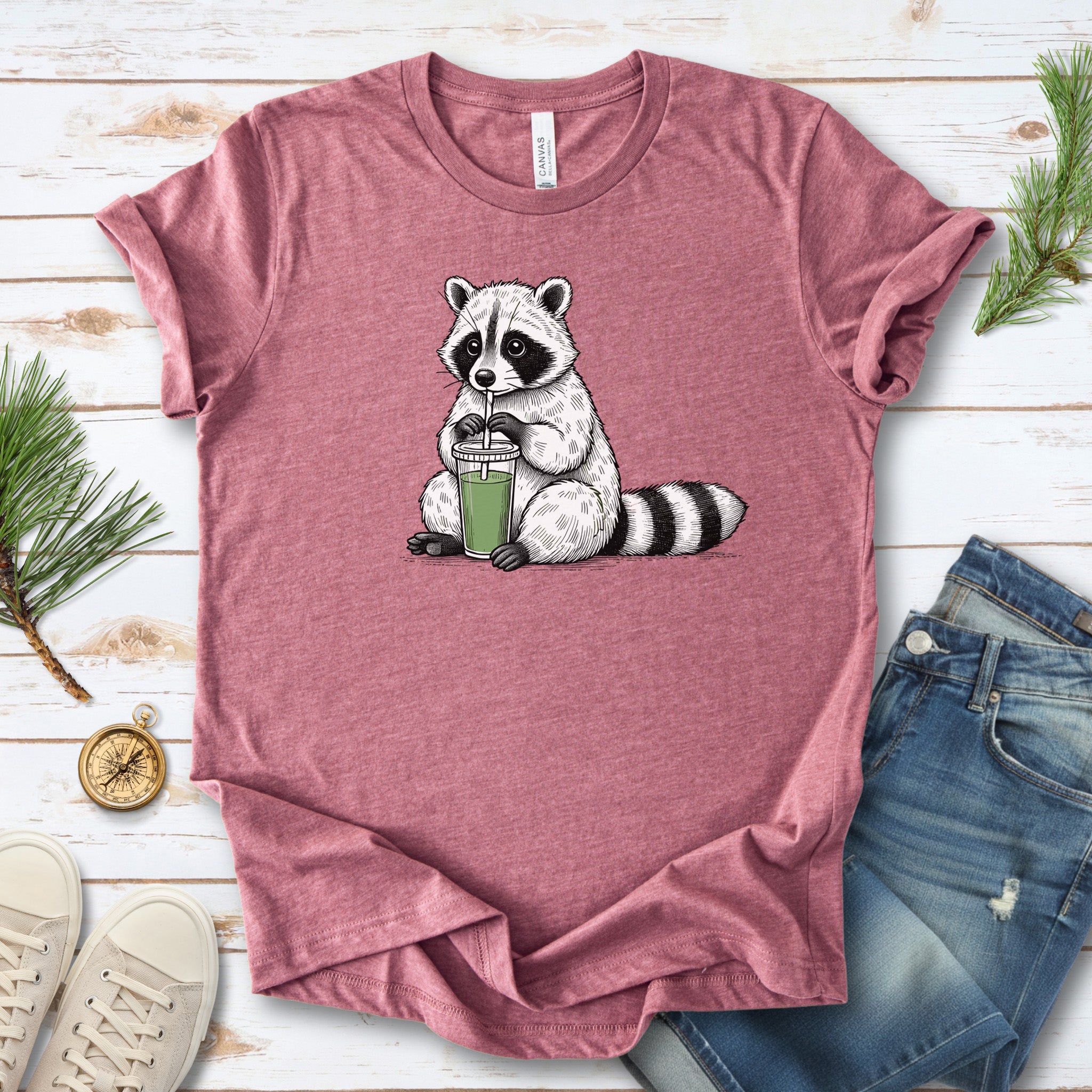 Raccoon Green Smoothie Lover T-Shirt