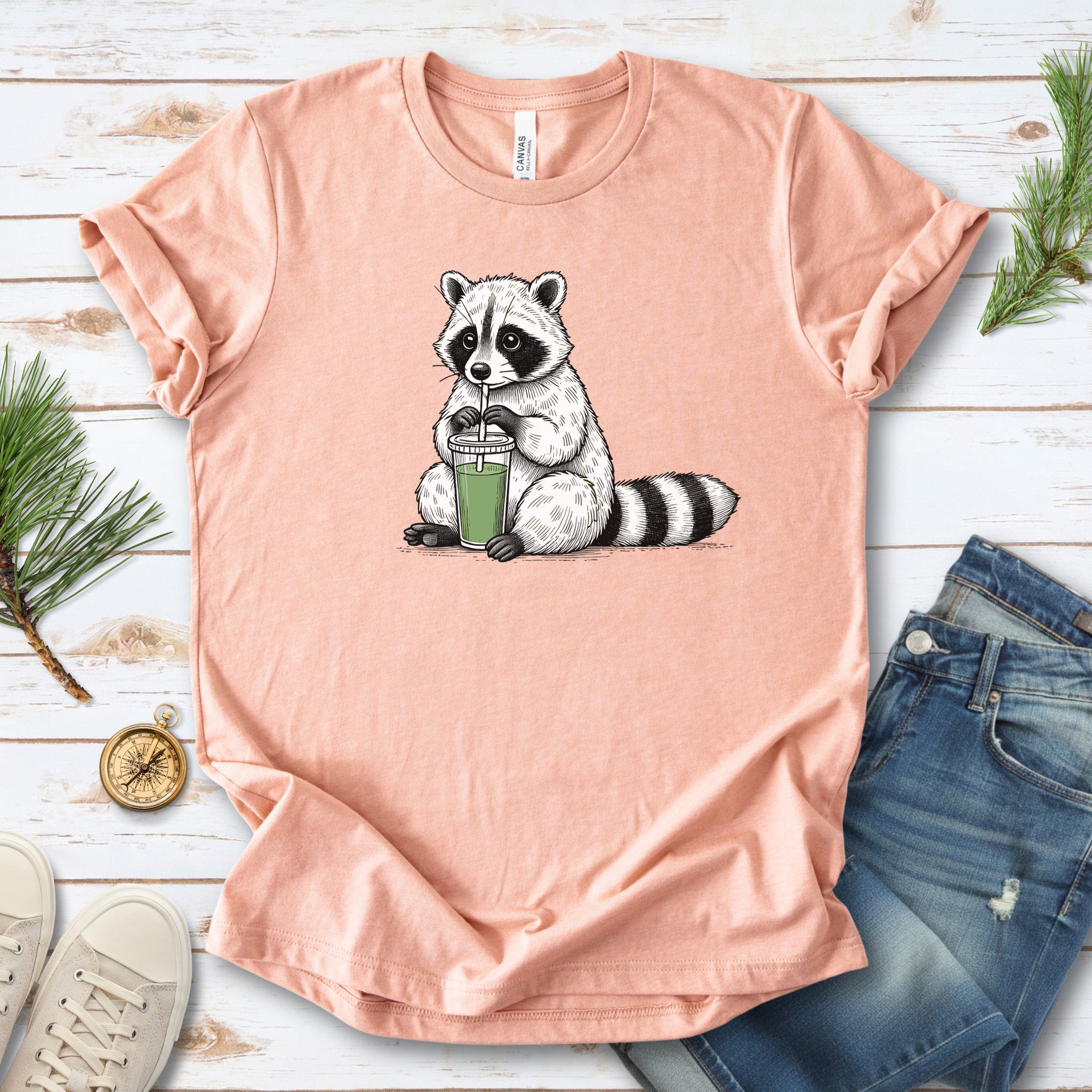 Raccoon Green Smoothie Lover T-Shirt