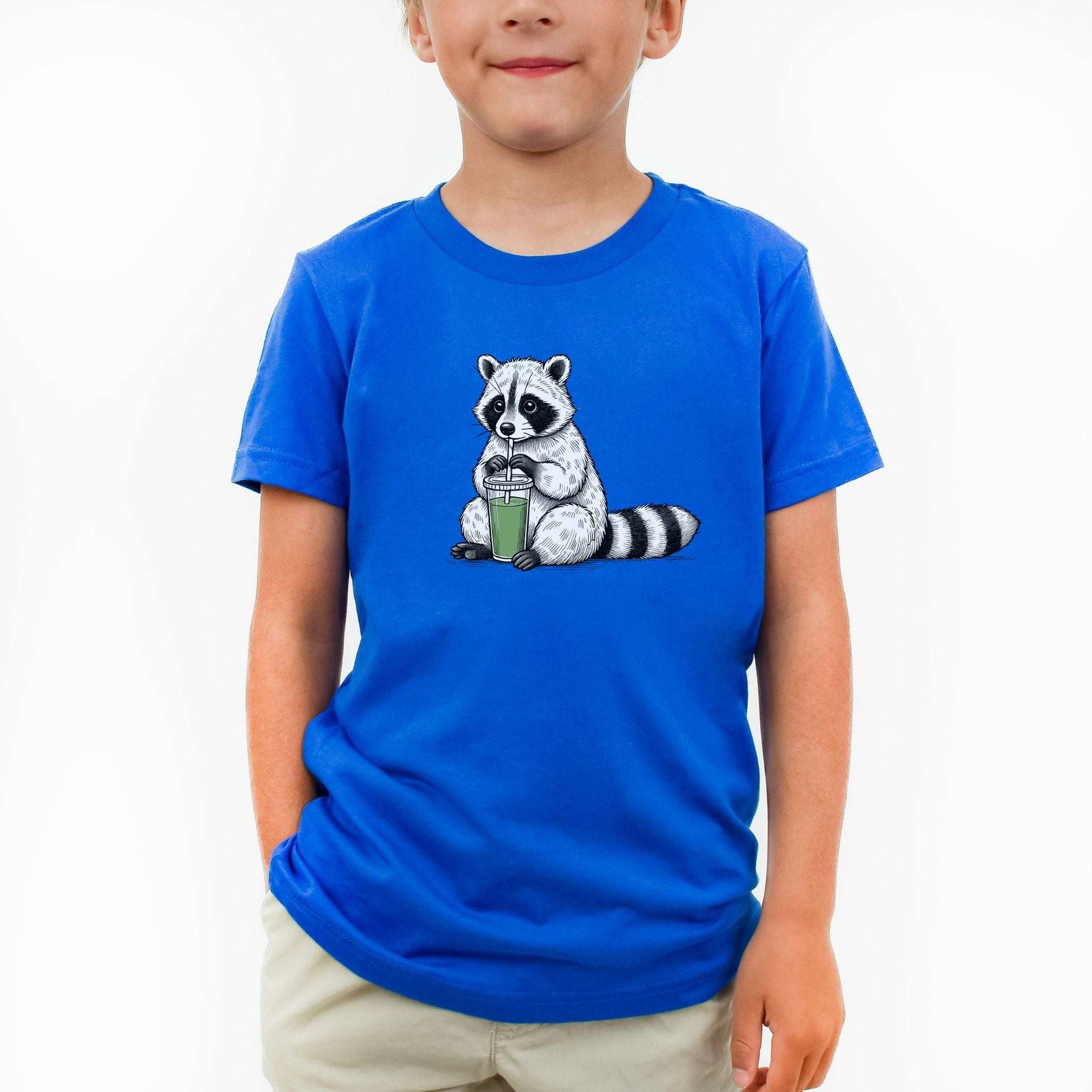 Raccoon Green Smoothie – Leafy Sippin’ Mischief Youth Tee