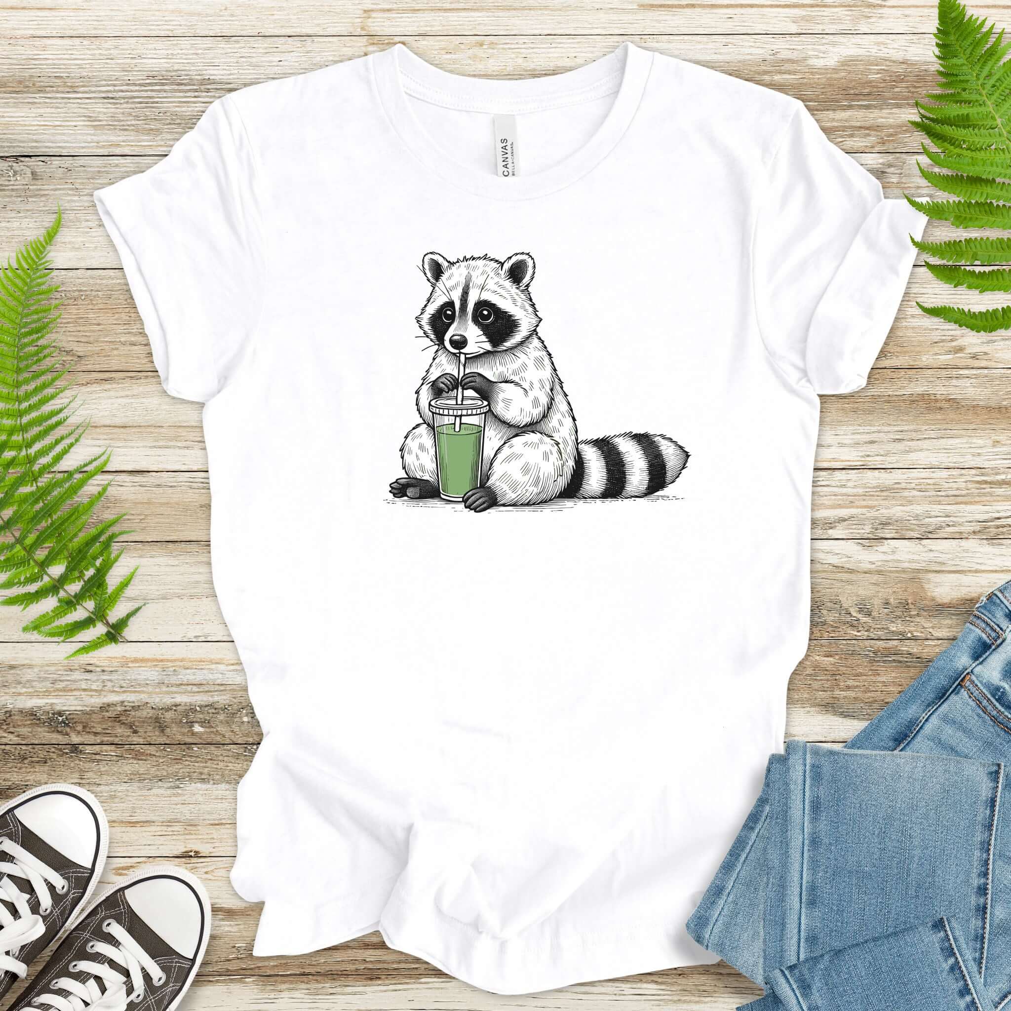 Raccoon Green Smoothie Lover T-Shirt