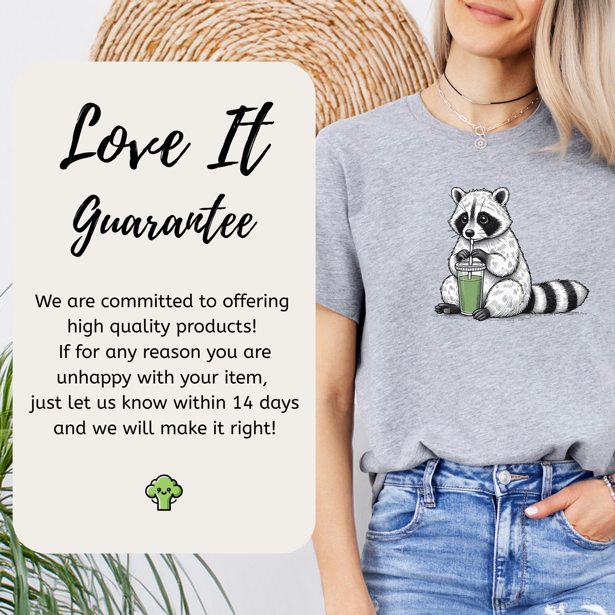 Raccoon Green Smoothie Lover T-Shirt