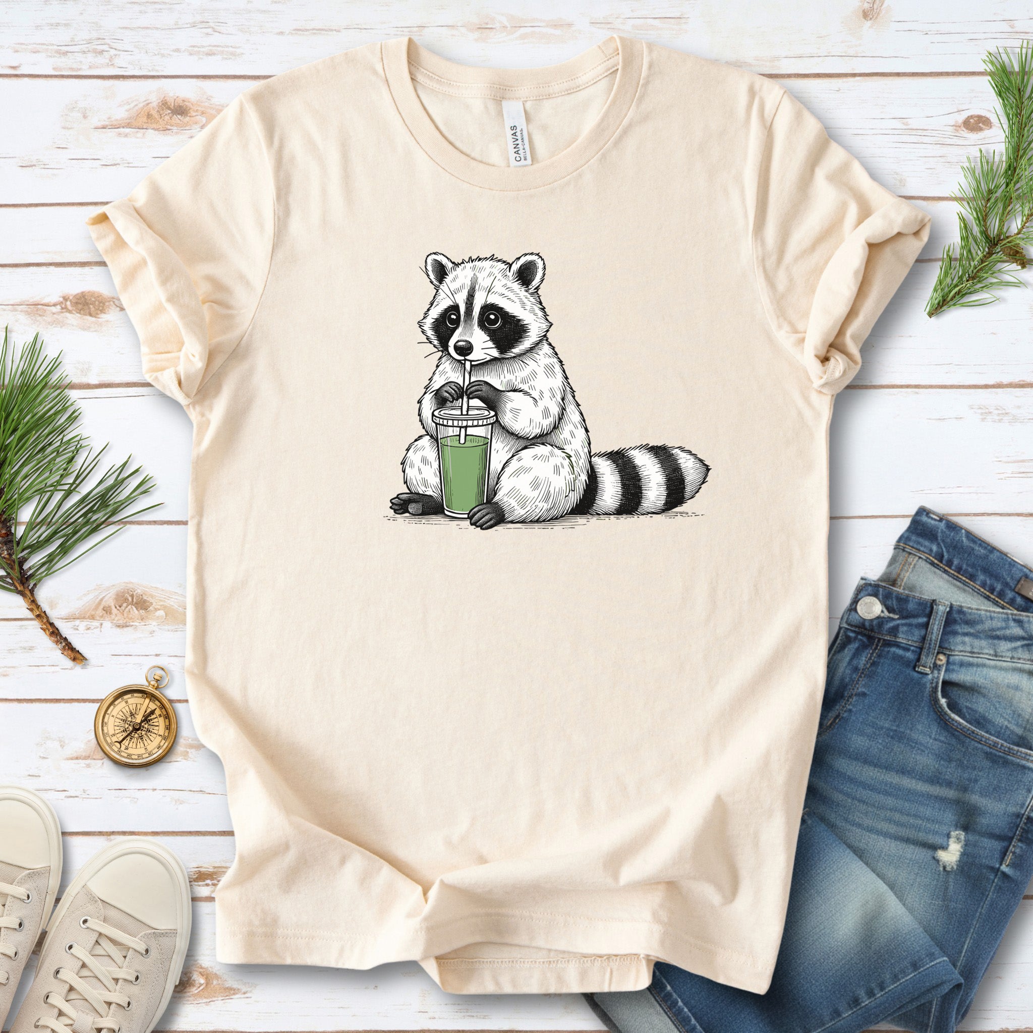Raccoon Green Smoothie Lover T-Shirt
