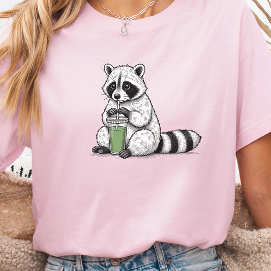 Raccoon Green Smoothie Lover T-Shirt