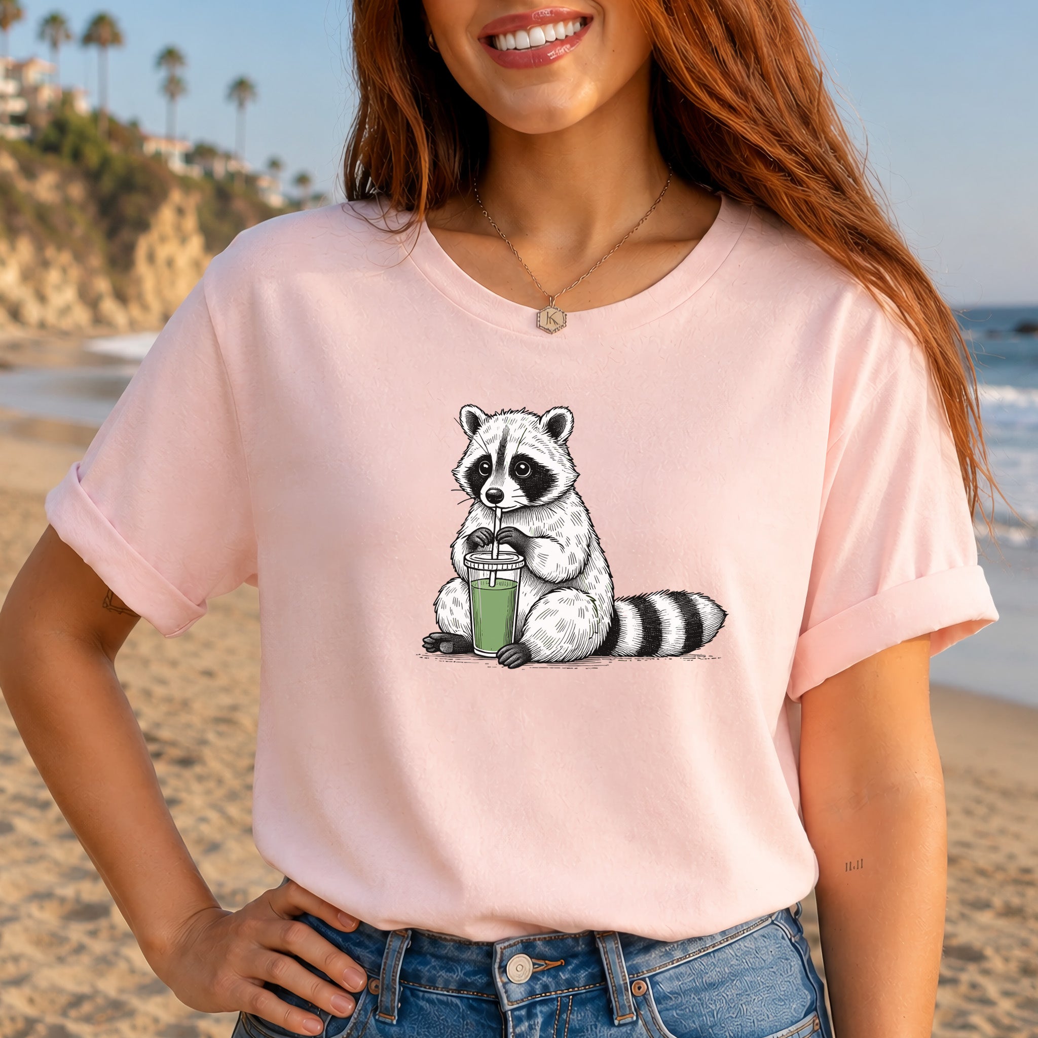 Raccoon Green Smoothie Lover T-Shirt