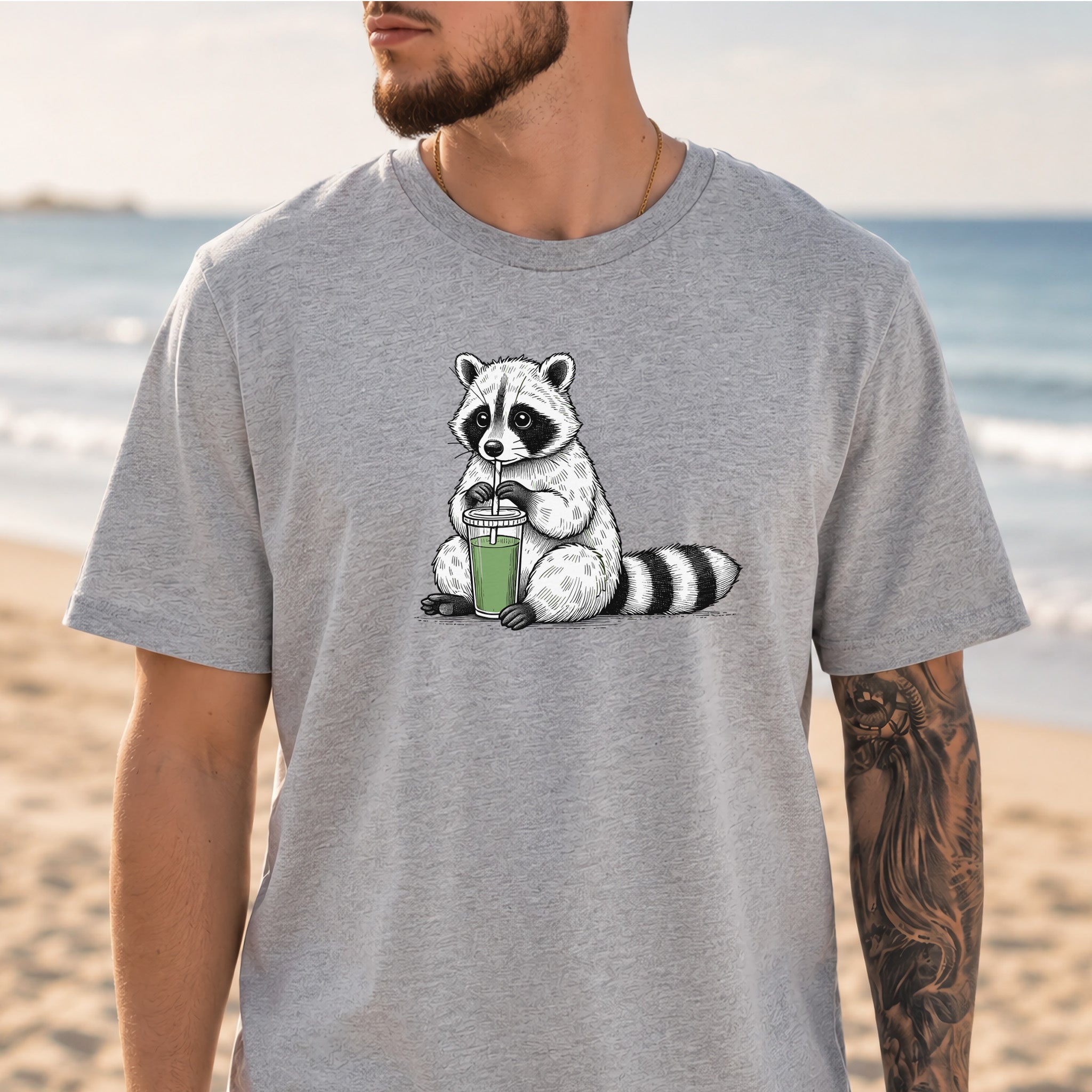 Raccoon Green Smoothie Lover T-Shirt