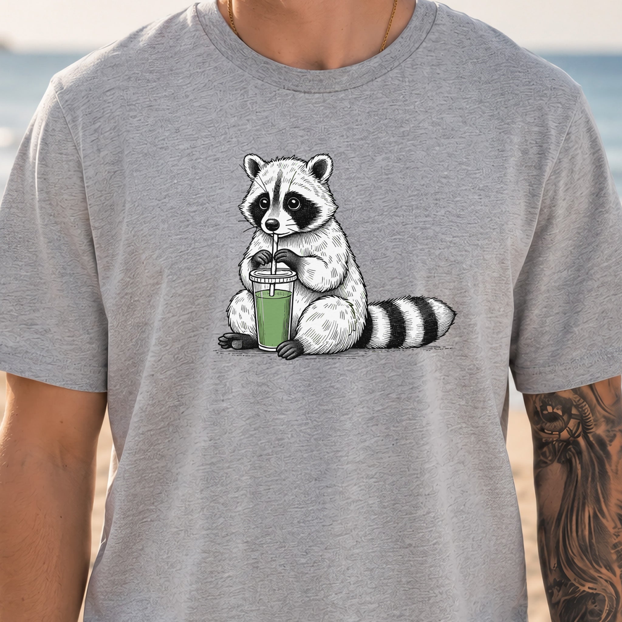 Raccoon Green Smoothie Lover T-Shirt