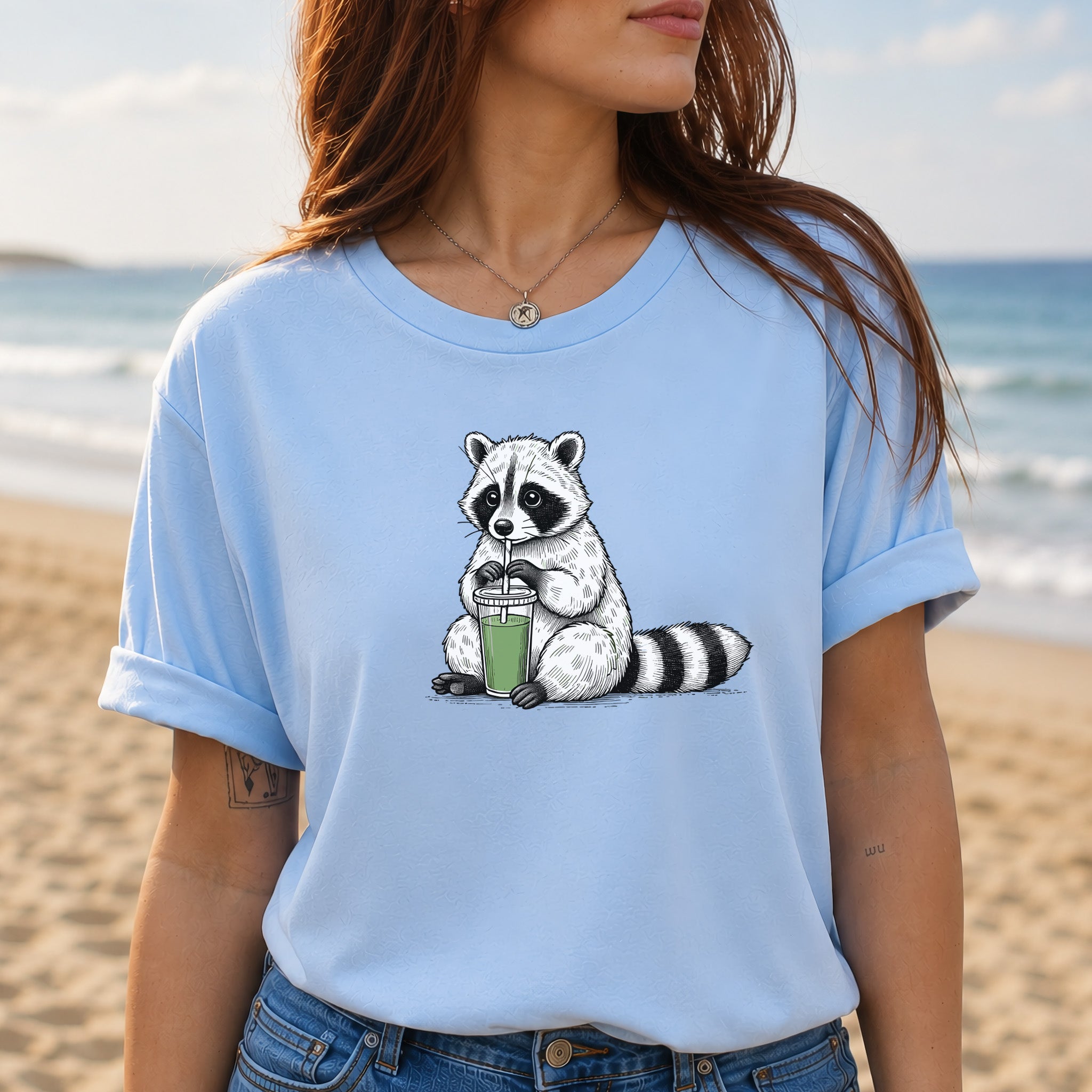 Raccoon Green Smoothie Lover T-Shirt