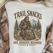 Trail Snacks Are Serious Business Bigfoot Camping Humor T-Shirt