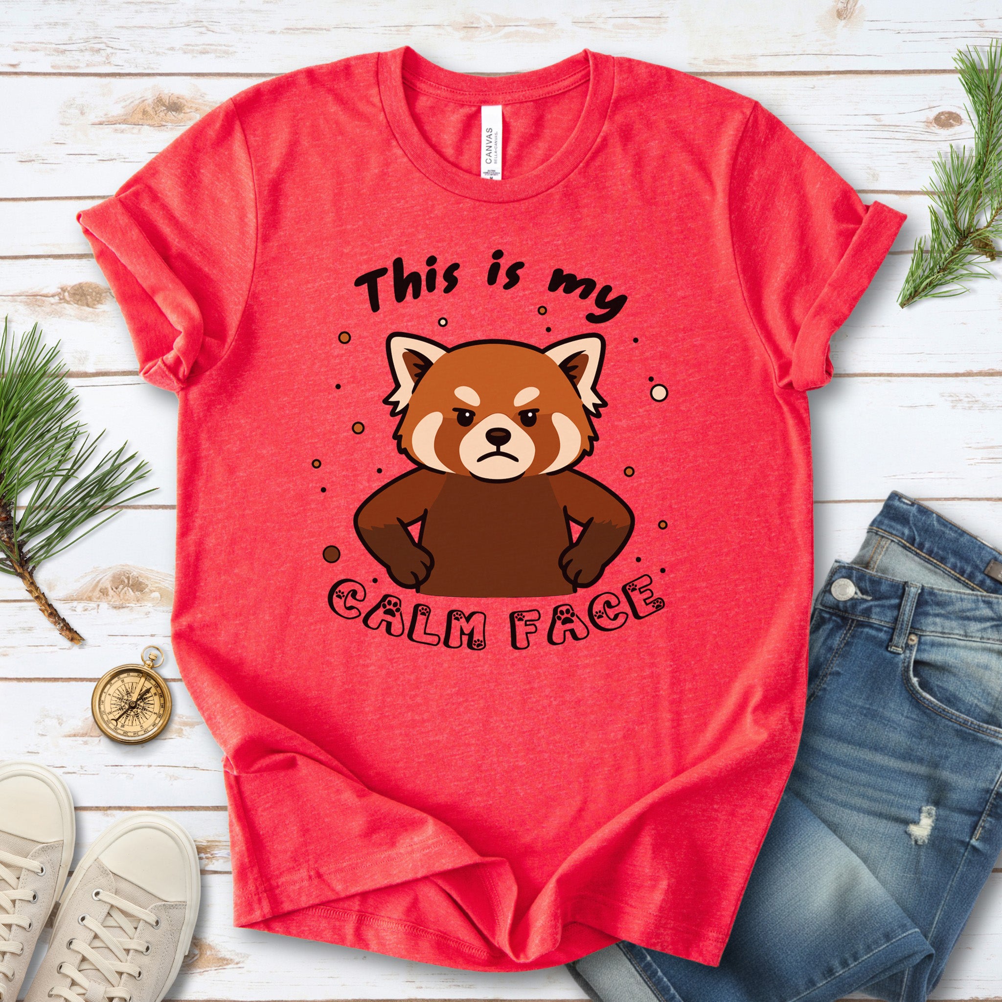 Red Panda Calm Face T-Shirt – Funny Angry Animal Gift Tee