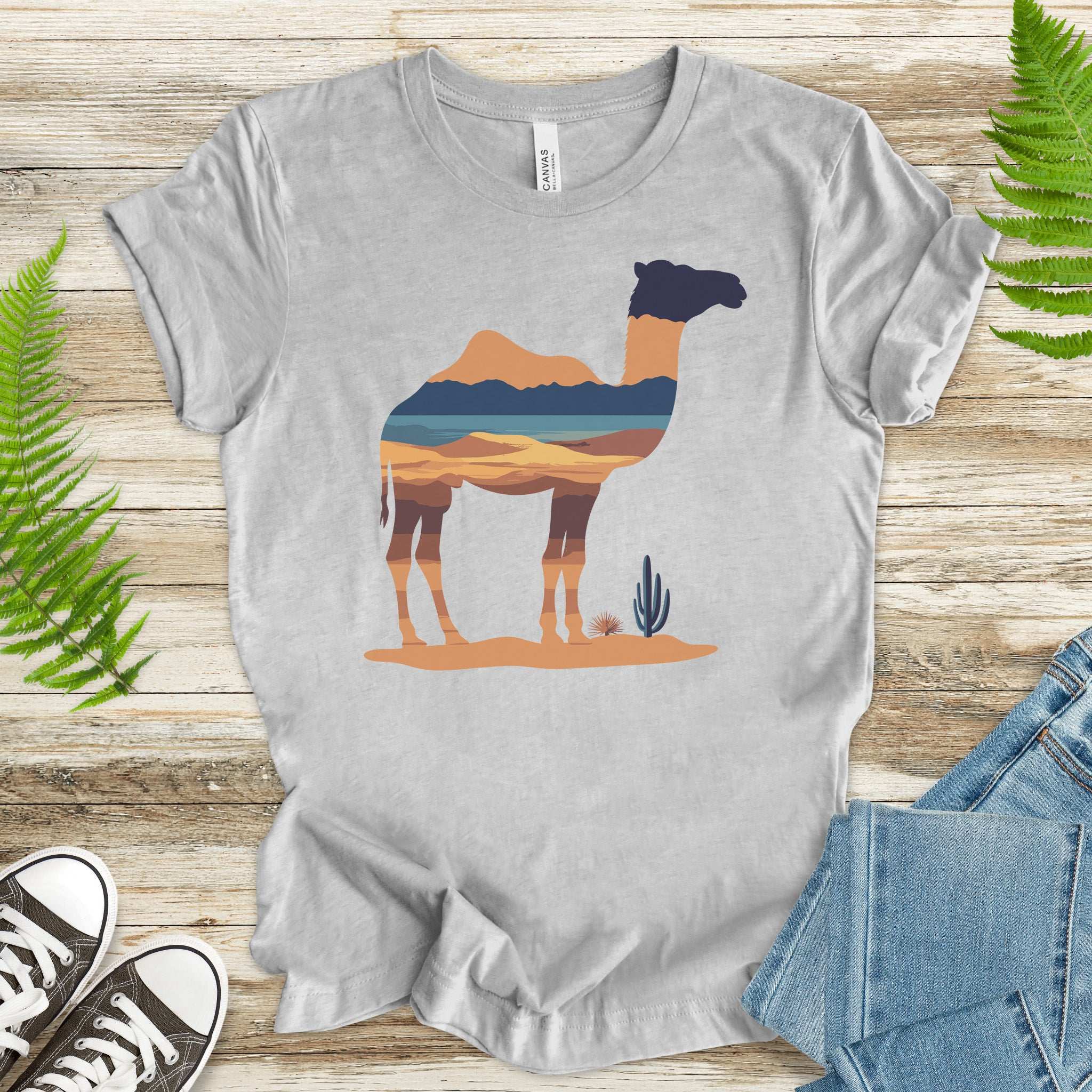Desert Camel Silhouette T-Shirt – Retro Travel Vibes Gift Tee