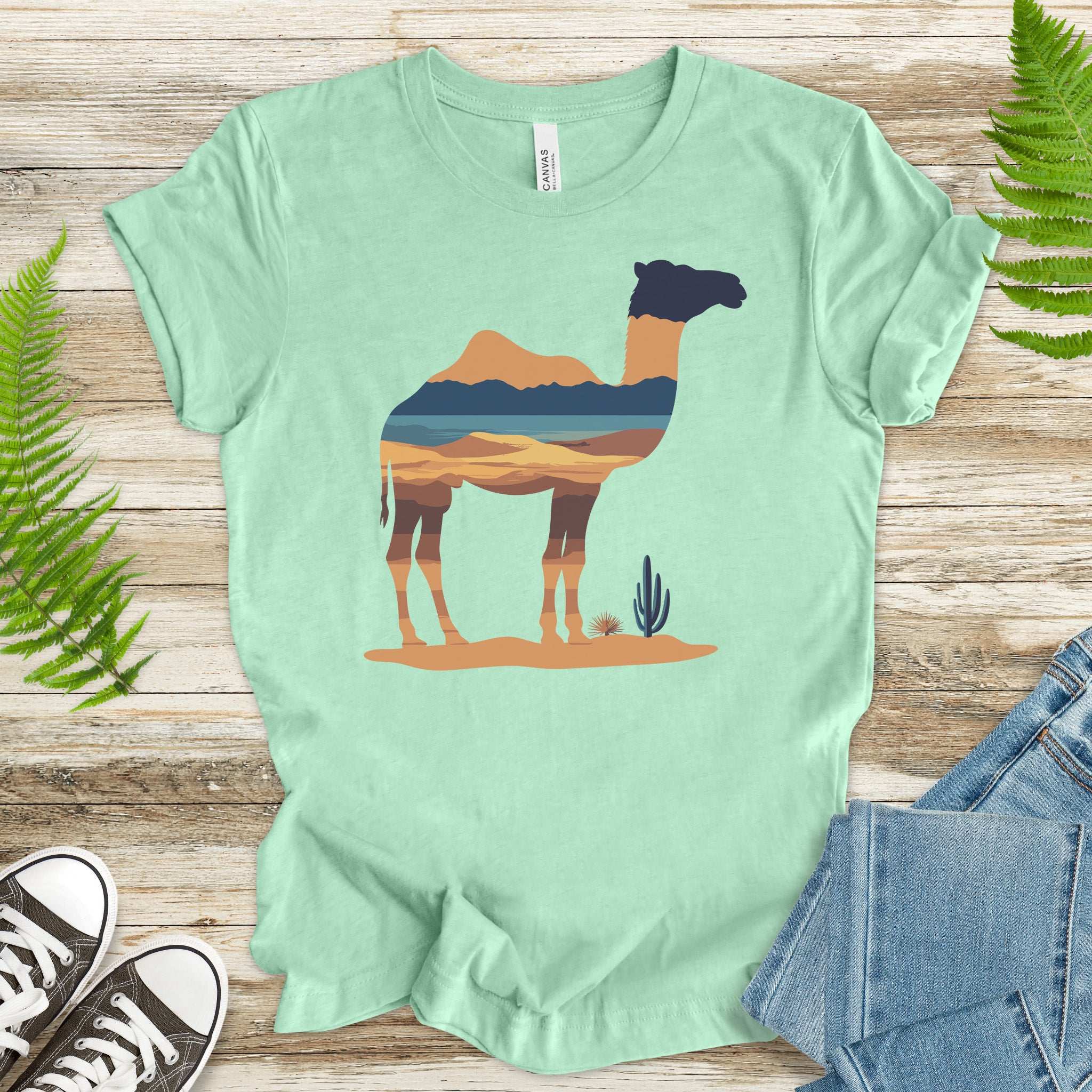 Desert Camel Silhouette T-Shirt – Retro Travel Vibes Gift Tee