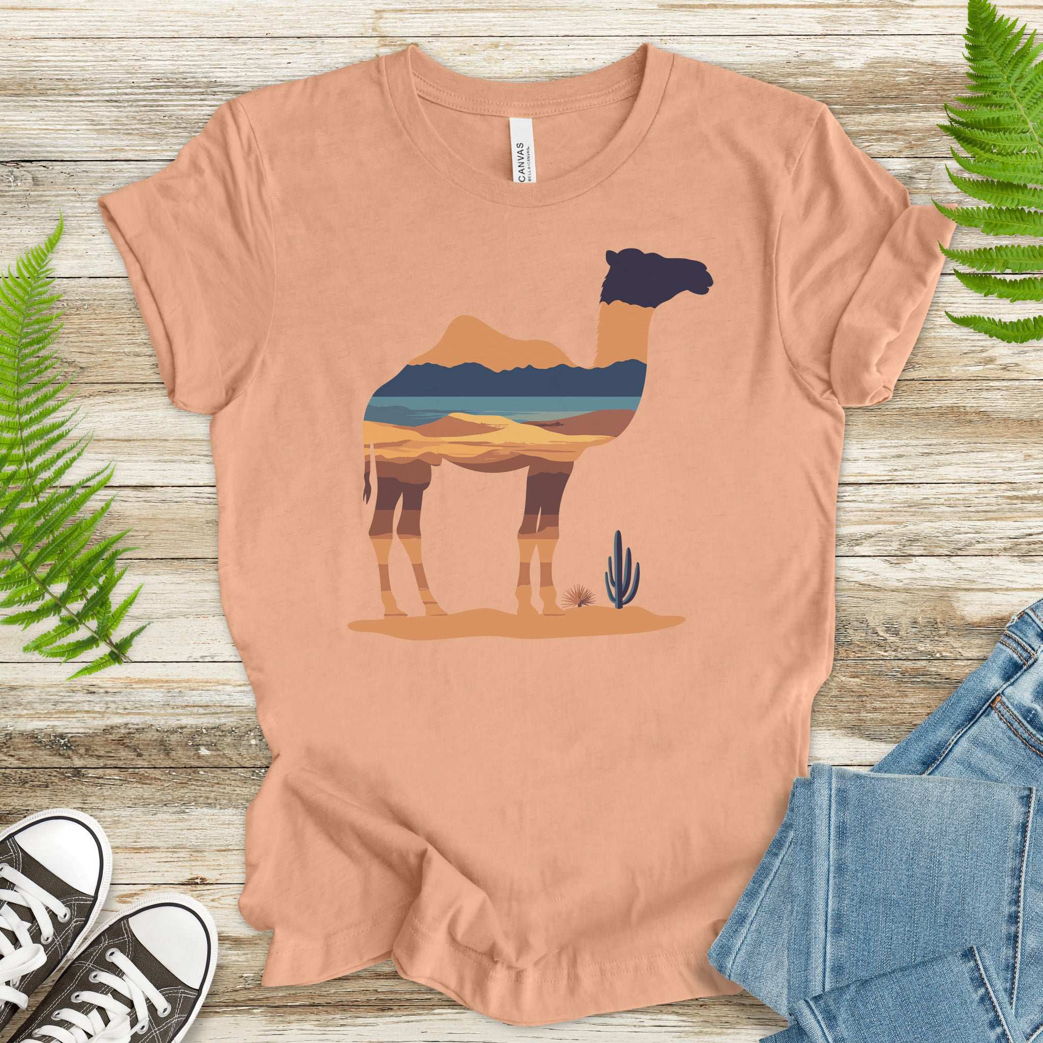Desert Camel Silhouette T-Shirt – Retro Travel Vibes Gift Tee