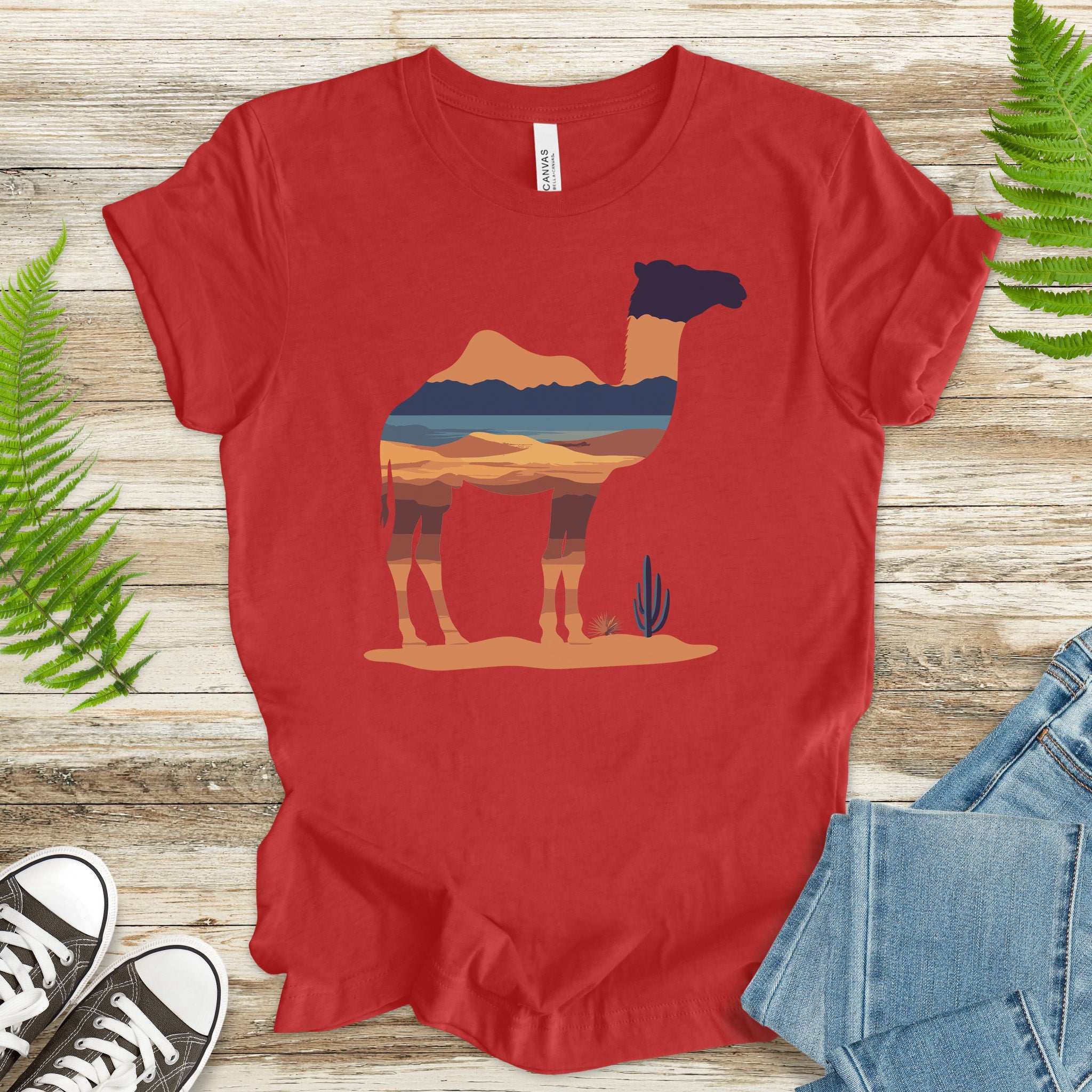 Desert Camel Silhouette T-Shirt – Retro Travel Vibes Gift Tee