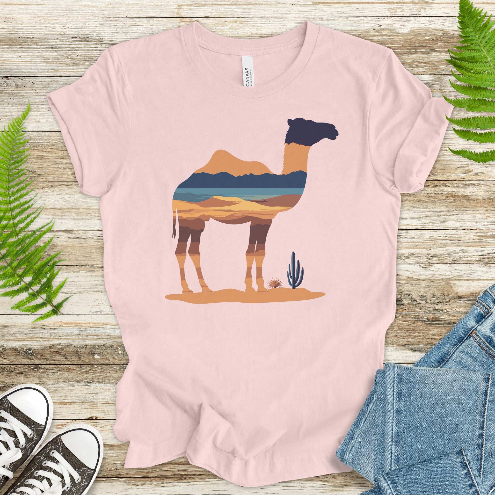 Desert Camel Silhouette T-Shirt – Retro Travel Vibes Gift Tee
