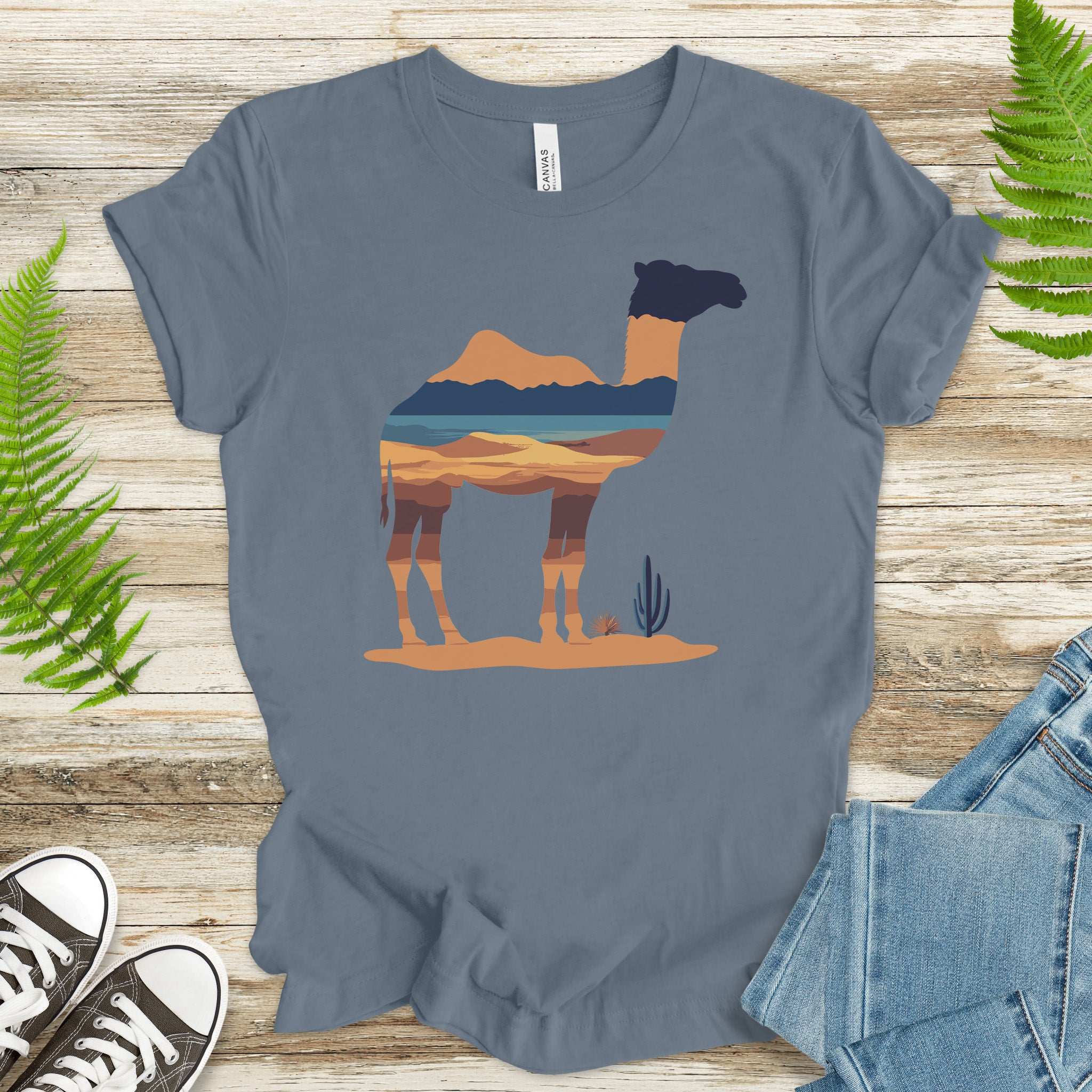 Desert Camel Silhouette T-Shirt – Retro Travel Vibes Gift Tee
