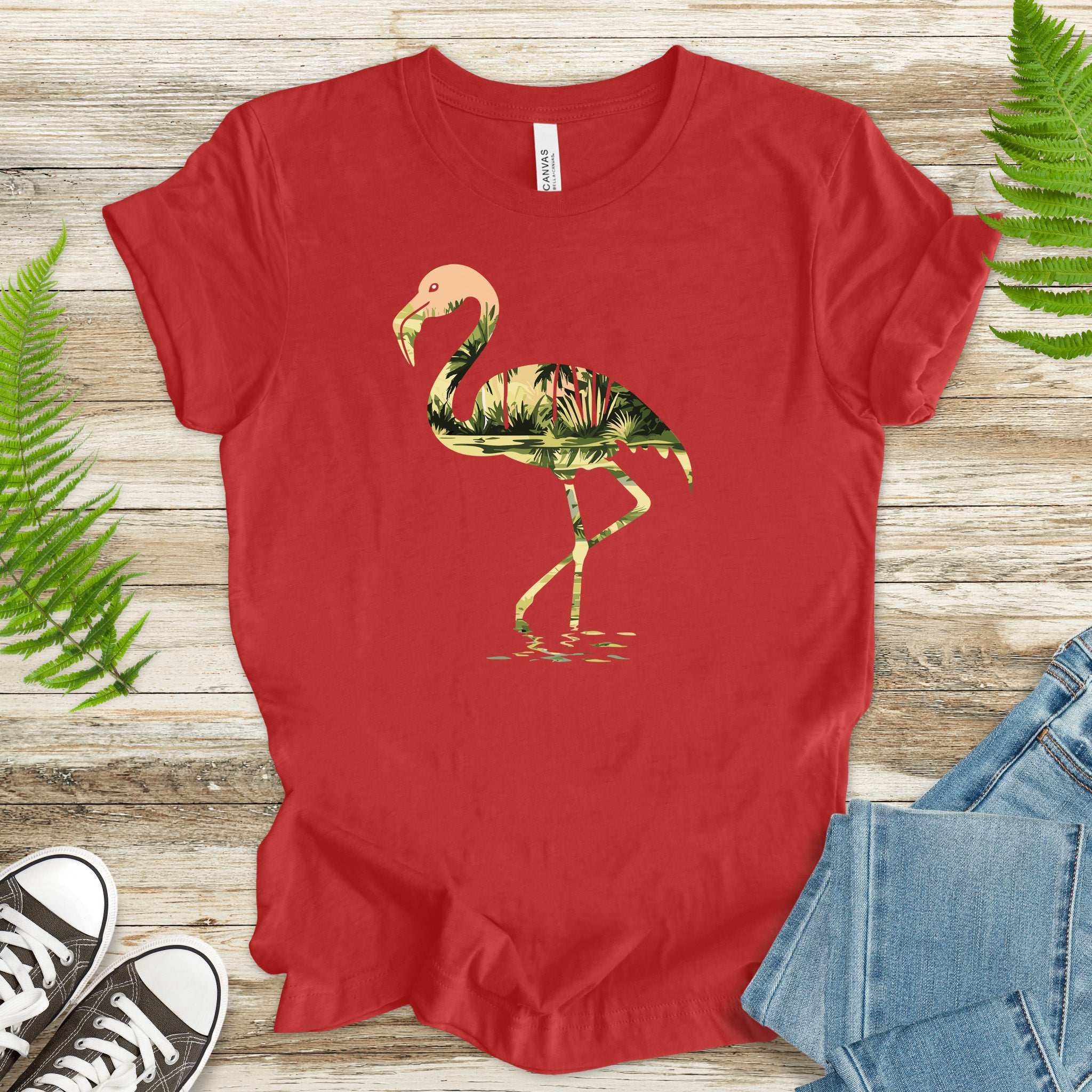Tropical Flamingo Silhouette T-Shirt – Jungle Vibes Bird Lover Gift