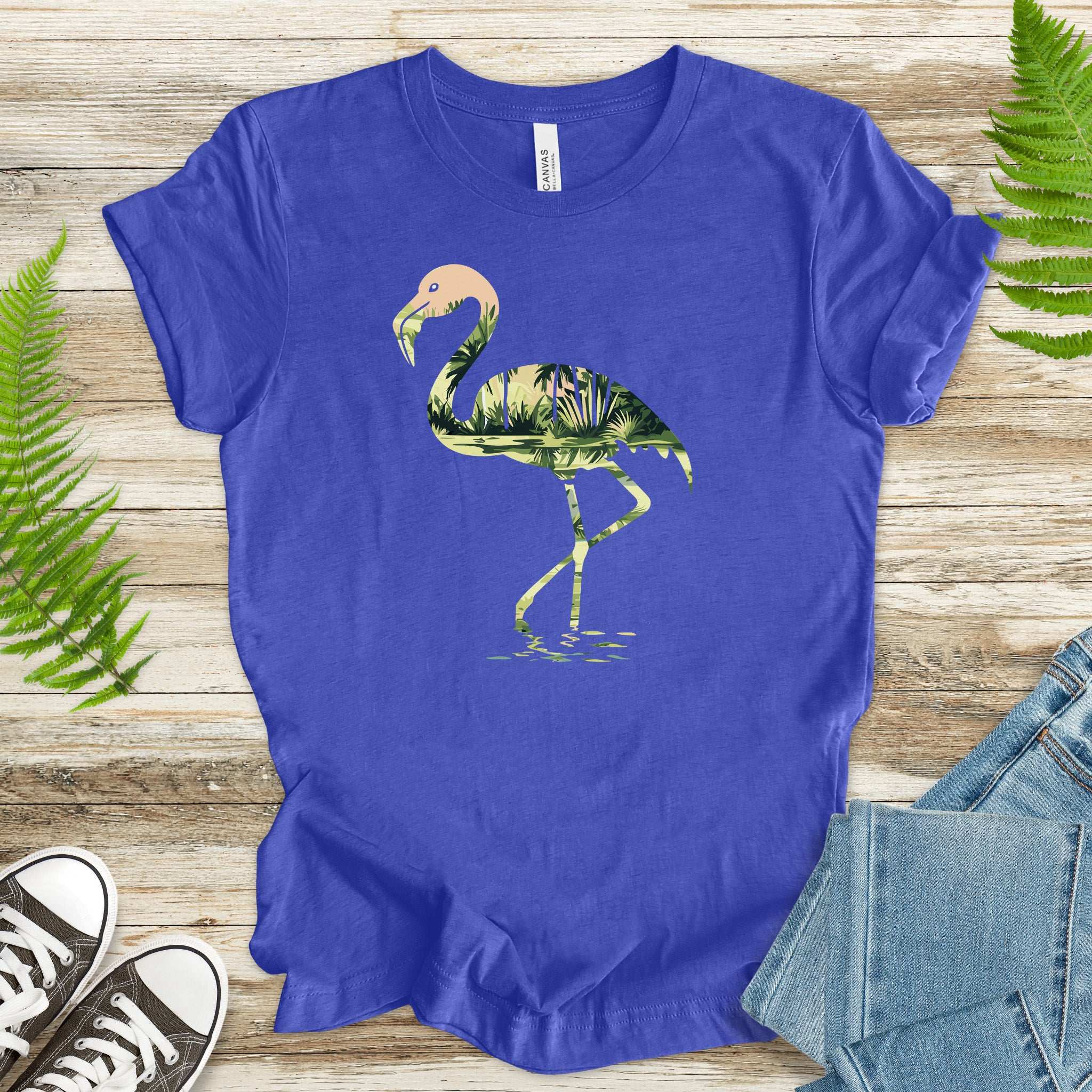Tropical Flamingo Silhouette T-Shirt – Jungle Vibes Bird Lover Gift