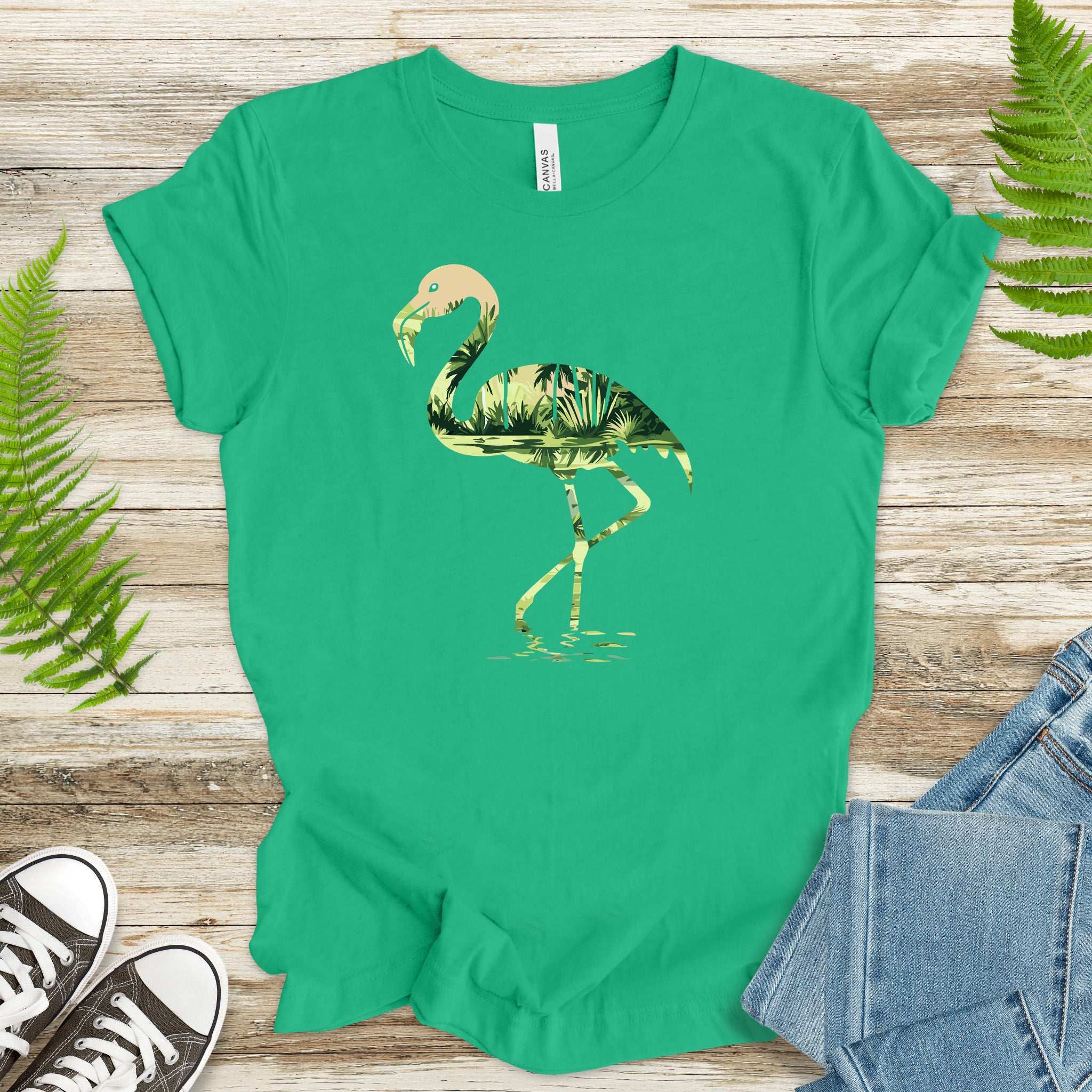 Tropical Flamingo Silhouette T-Shirt – Jungle Vibes Bird Lover Gift