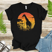 Giraffe Sunset Silhouette T-Shirt – Serene Savannah Safari Vibes