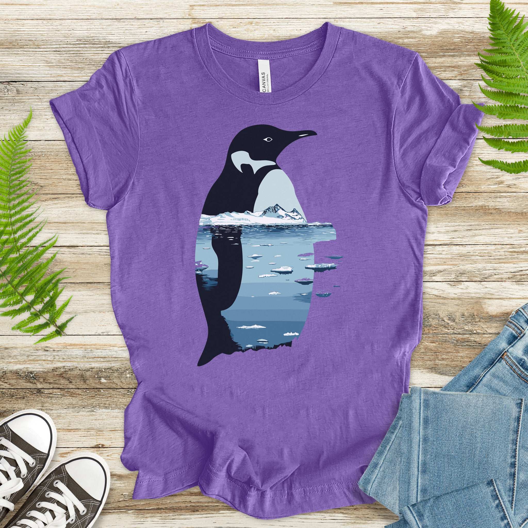 Penguin Silhouette T-Shirt – Arctic Landscape Nature Vibes
