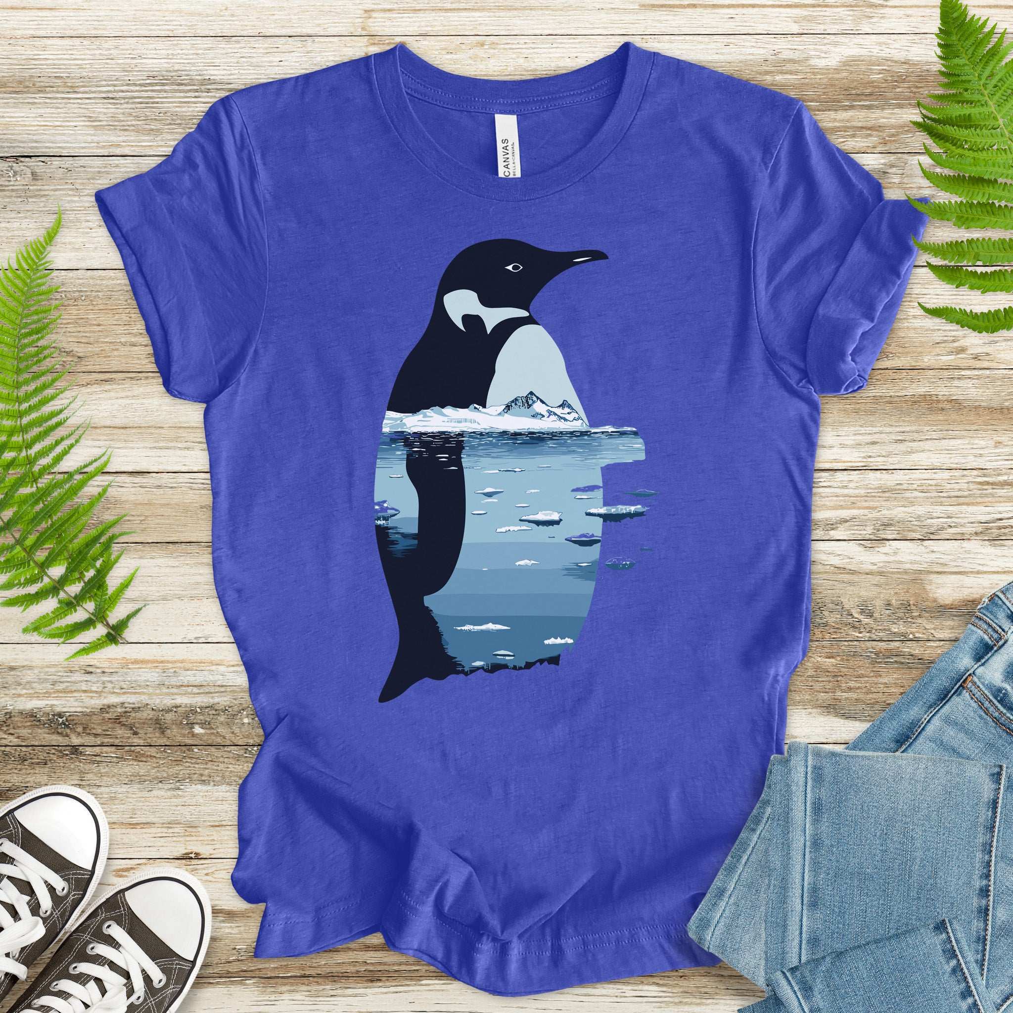 Penguin Silhouette T-Shirt – Arctic Landscape Nature Vibes