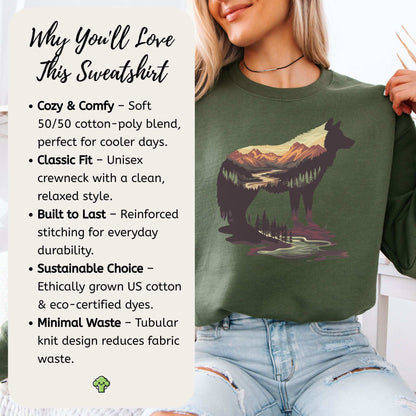 Wild Wolf Mountain Sweatshirt – Spirit of Nature & Adventure Scene