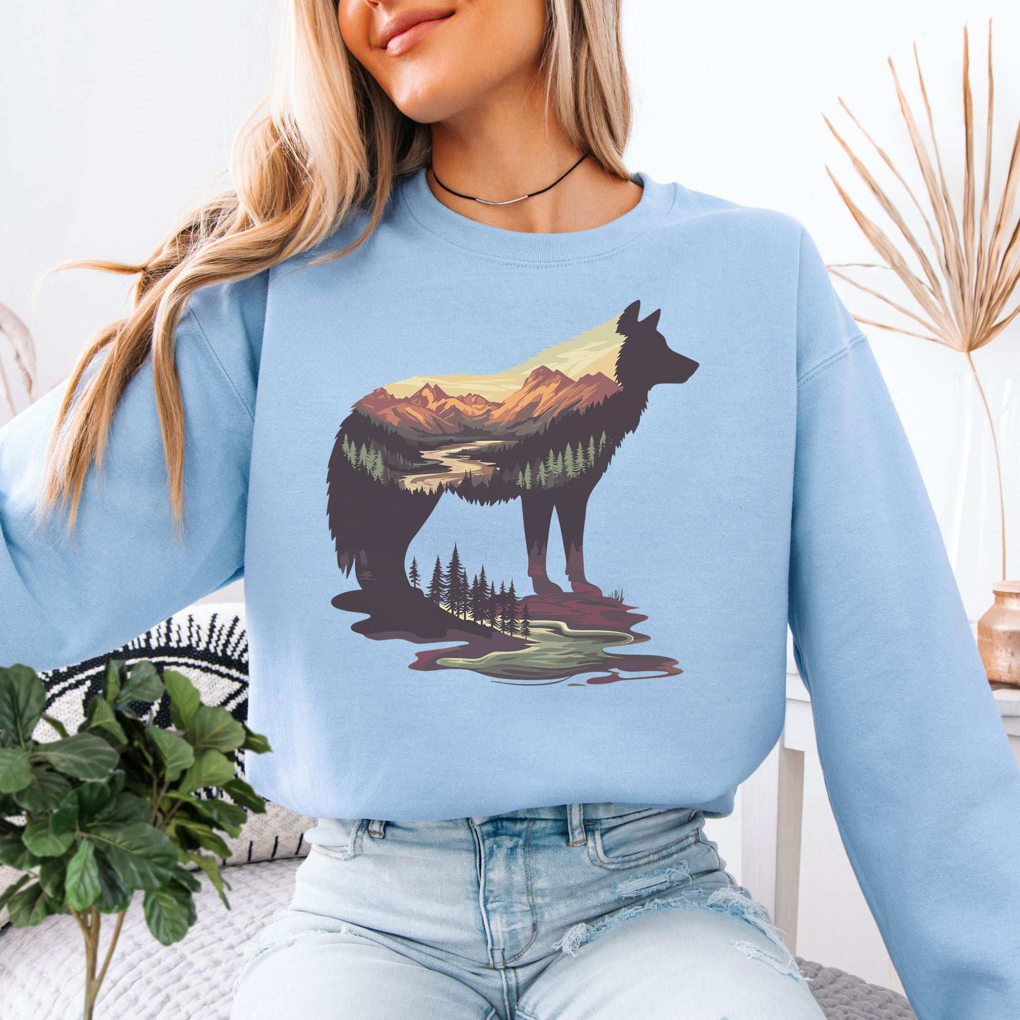 Wild Wolf Mountain Sweatshirt – Spirit of Nature & Adventure Scene