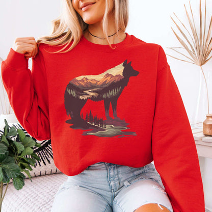 Wild Wolf Mountain Sweatshirt – Spirit of Nature & Adventure Scene