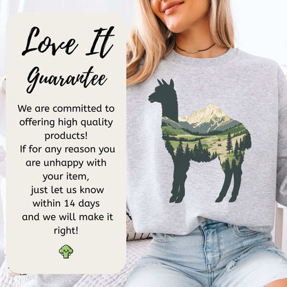 Alpine Alpaca Mountain Sweatshirt – Serene Highland Spirit Animal Design