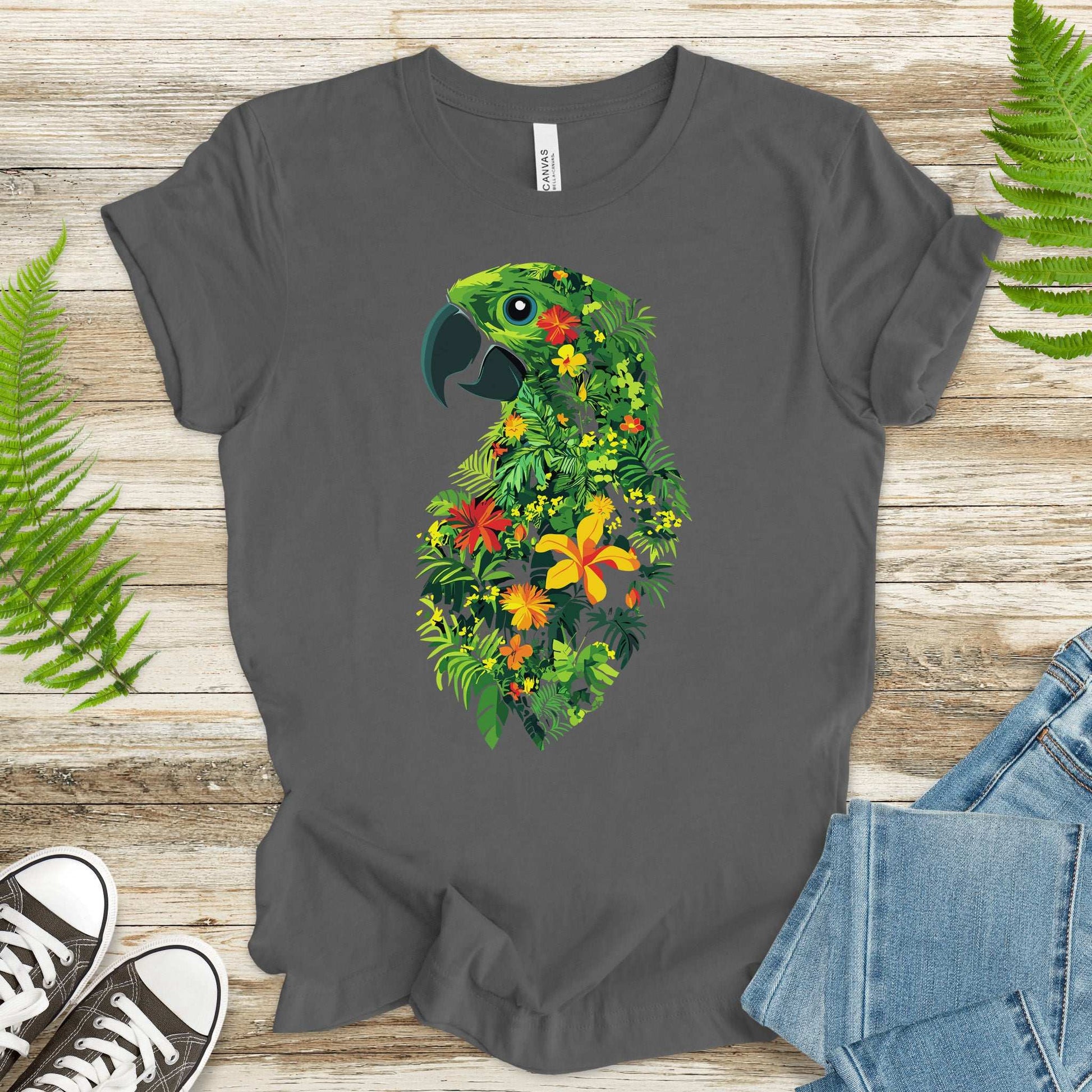 Tropical Parrot Jungle T-Shirt – Vibrant Floral Bird Lover Tee