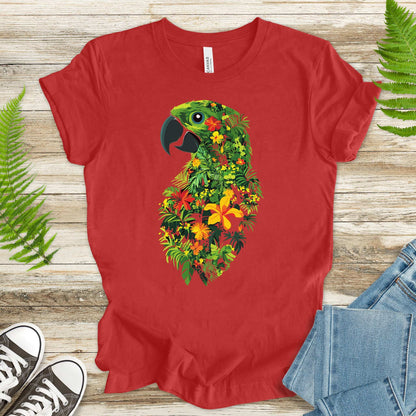 Tropical Parrot Jungle T-Shirt – Vibrant Floral Bird Lover Tee