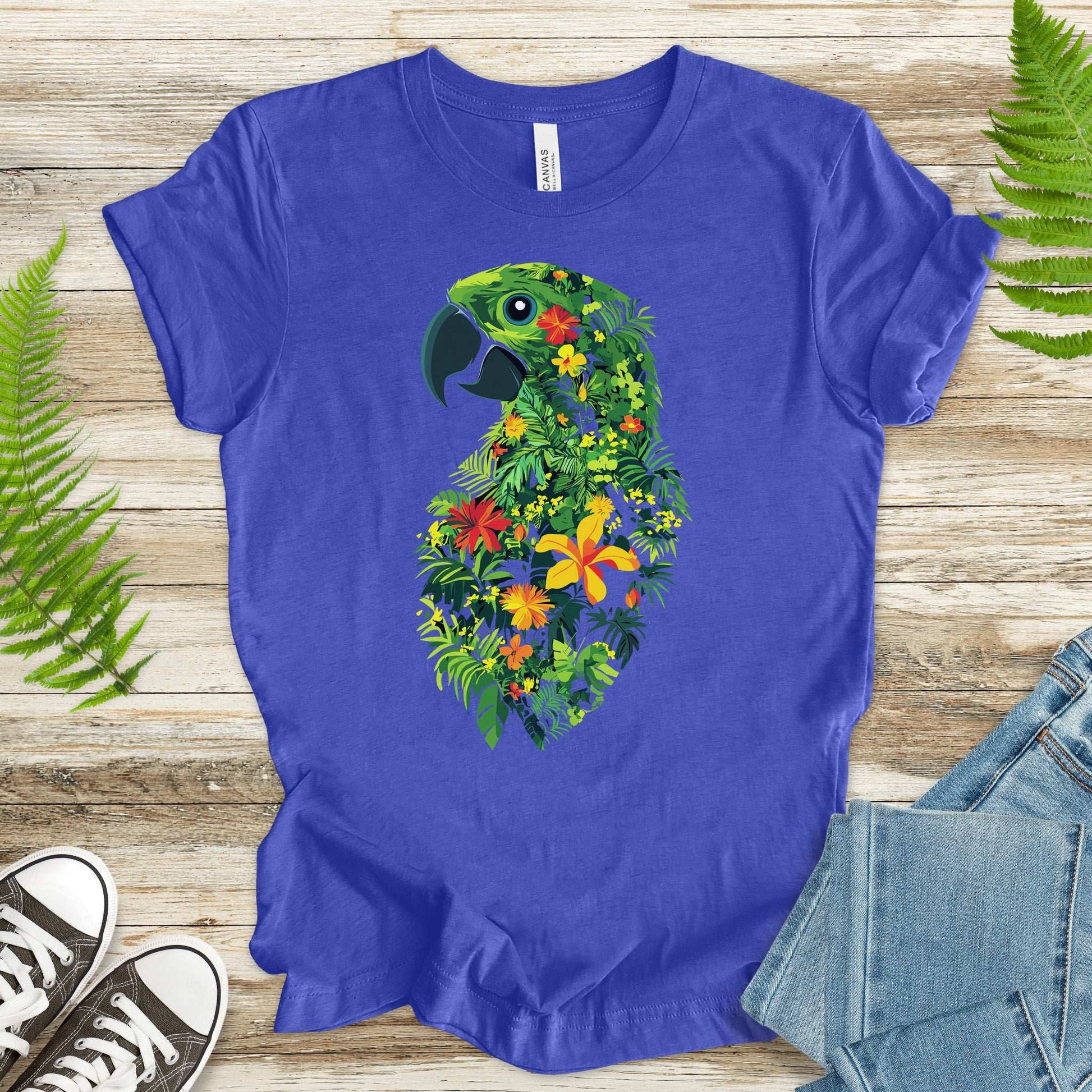 Tropical Parrot Jungle T-Shirt – Vibrant Floral Bird Lover Tee