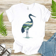 River Valley Stork T-Shirt – Serene Nature Spirit Bird Tee