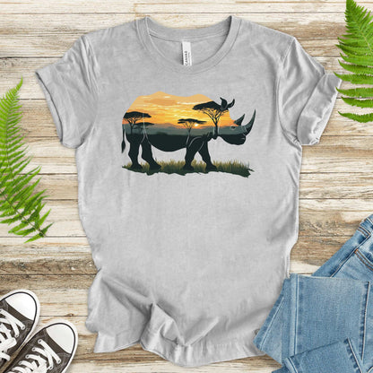 Rhino Savannah Sunset T-Shirt – Bold Safari Spirit Animal Tee