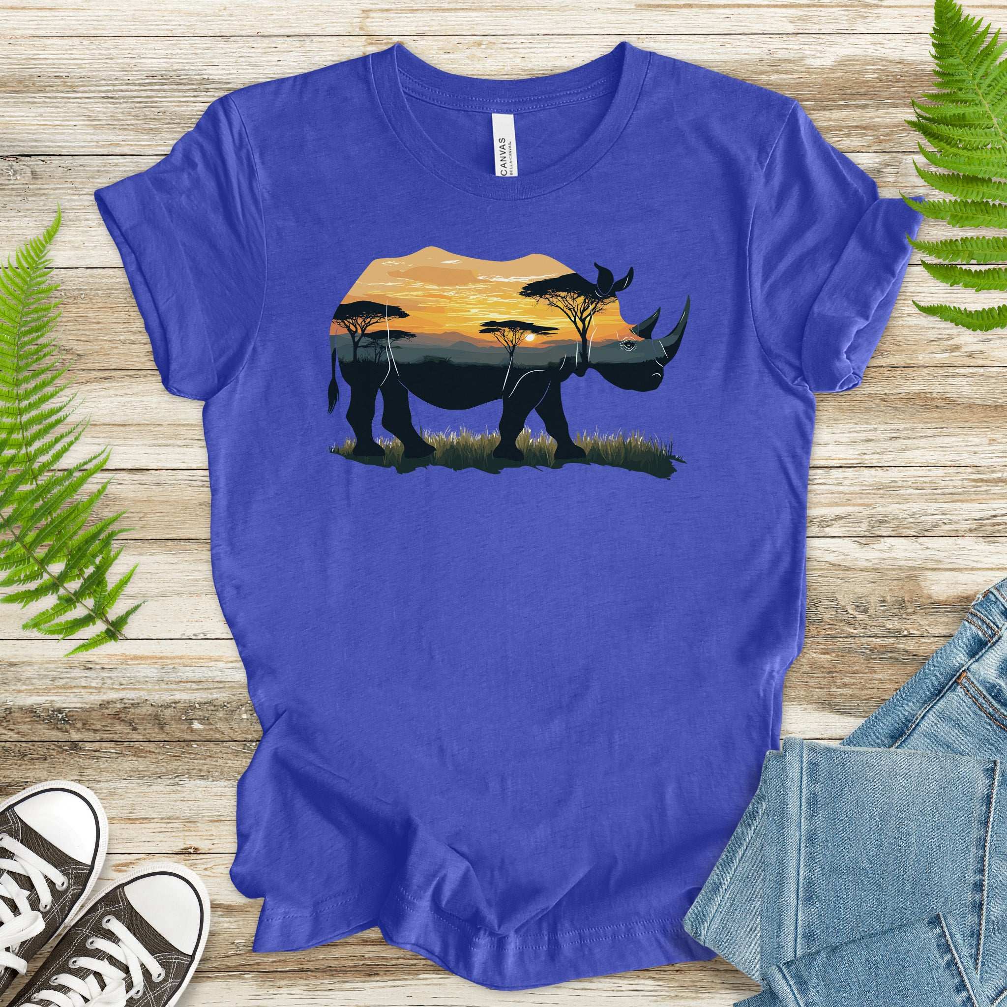 Rhino Savannah Sunset T-Shirt – Bold Safari Spirit Animal Tee