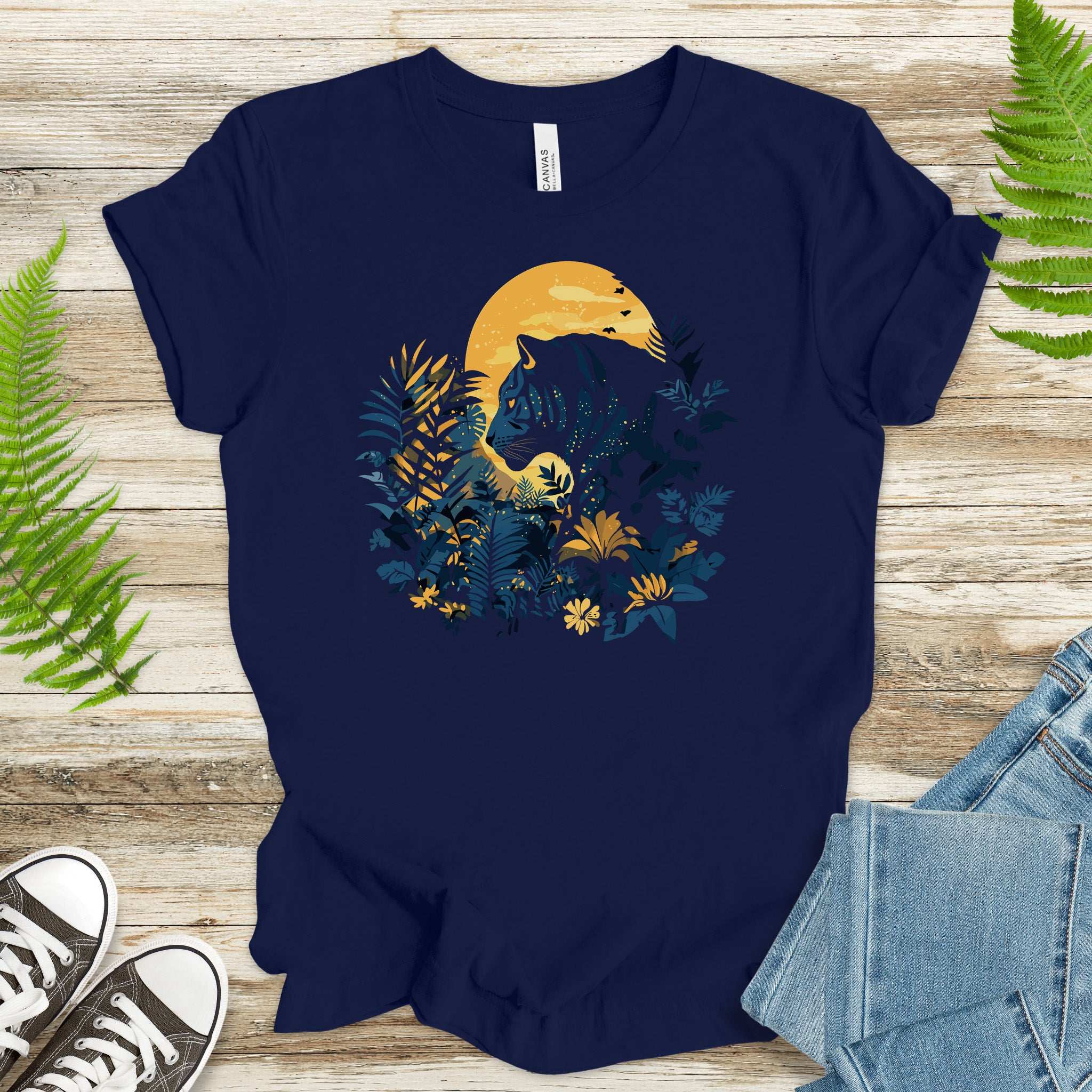Majestic Tiger Moon T-Shirt – Dreamy Jungle Cat Nightscape