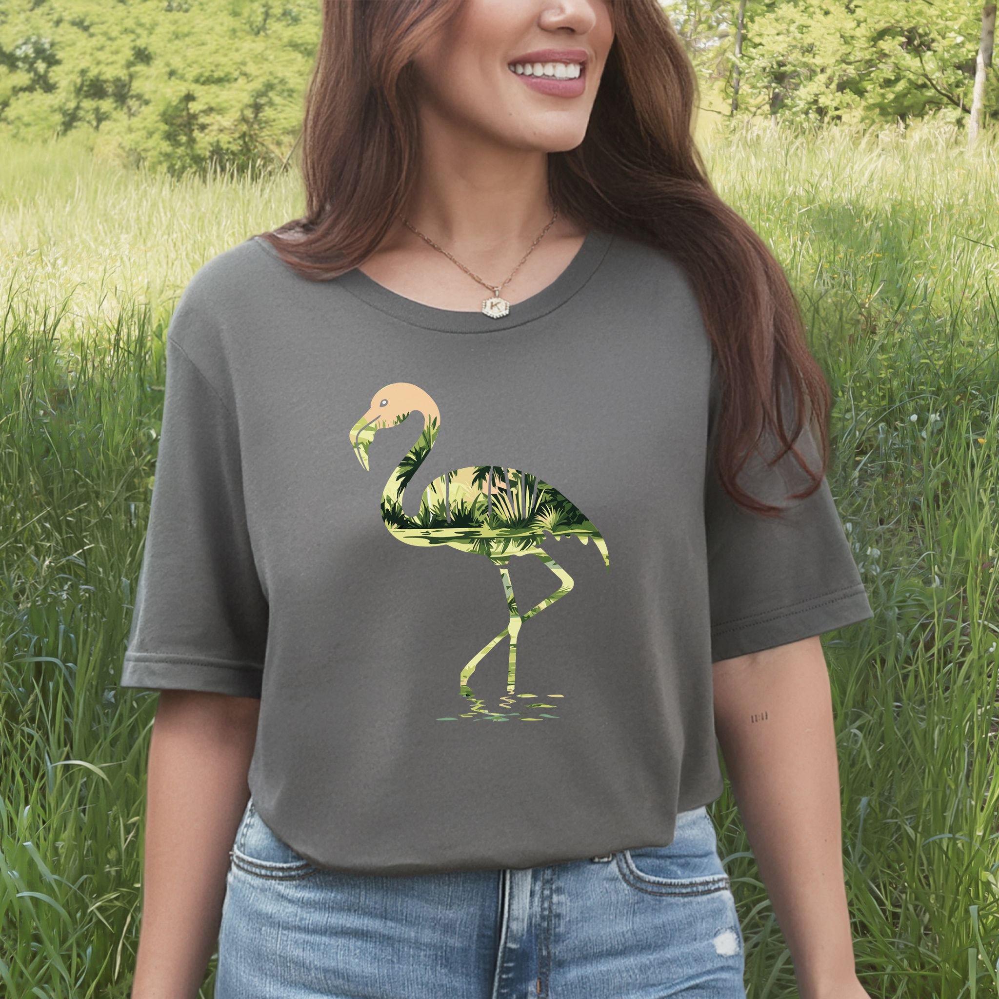 Tropical Flamingo Silhouette T-Shirt – Jungle Vibes Bird Lover Gift