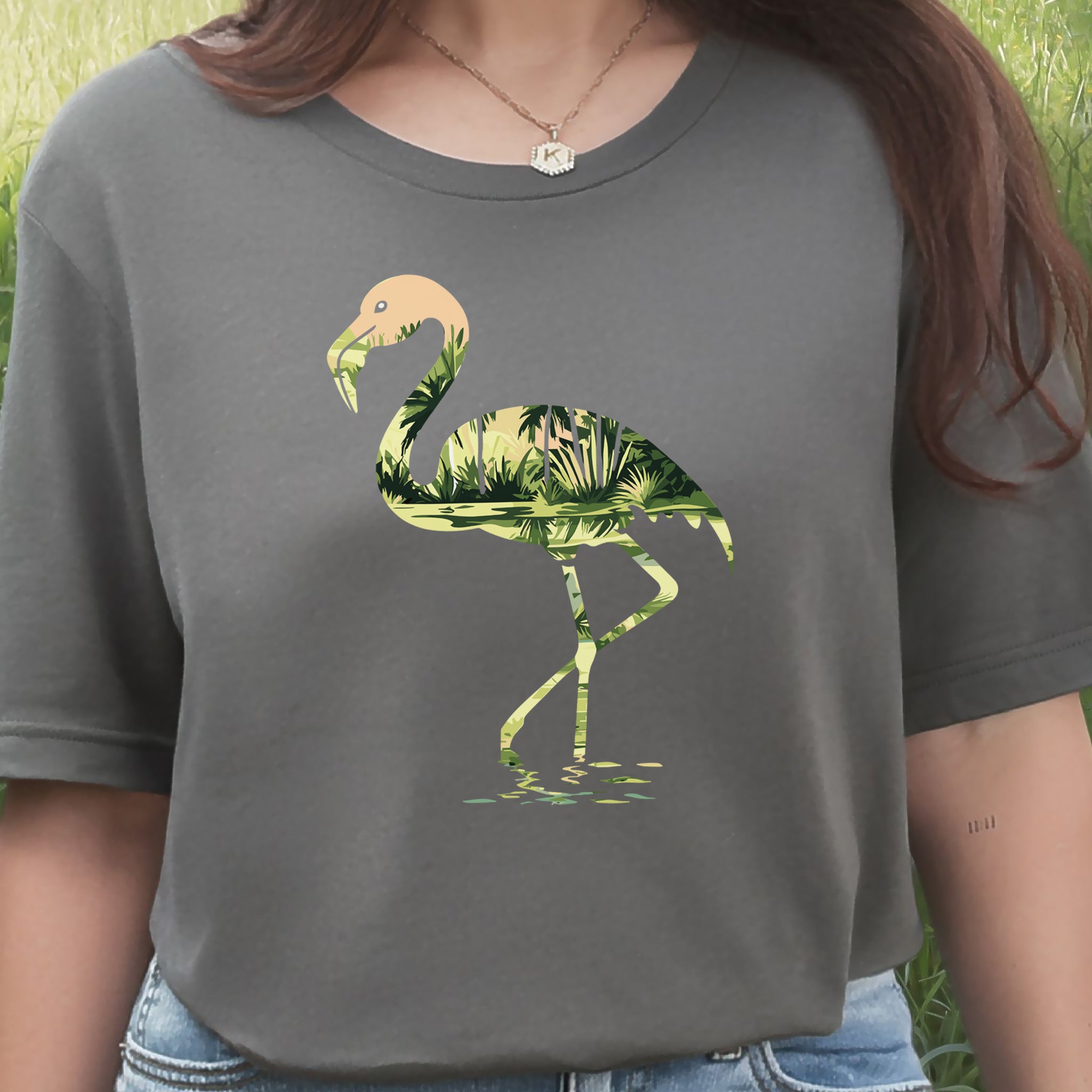 Tropical Flamingo Silhouette T-Shirt – Jungle Vibes Bird Lover Gift