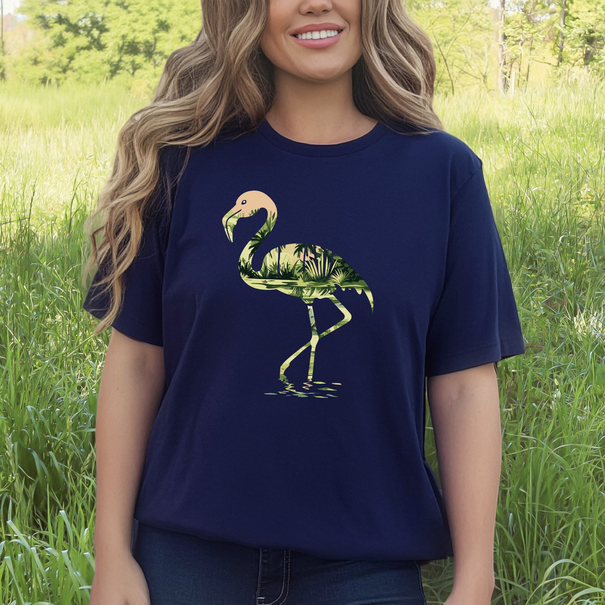 Tropical Flamingo Silhouette T-Shirt – Jungle Vibes Bird Lover Gift