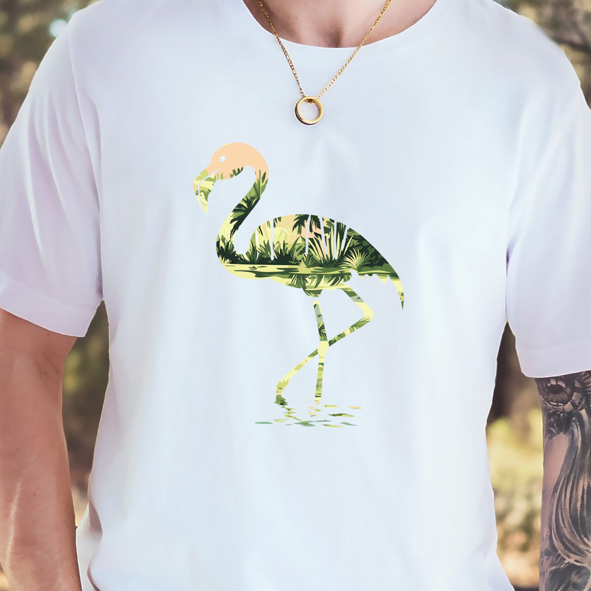 Tropical Flamingo Silhouette T-Shirt – Jungle Vibes Bird Lover Gift
