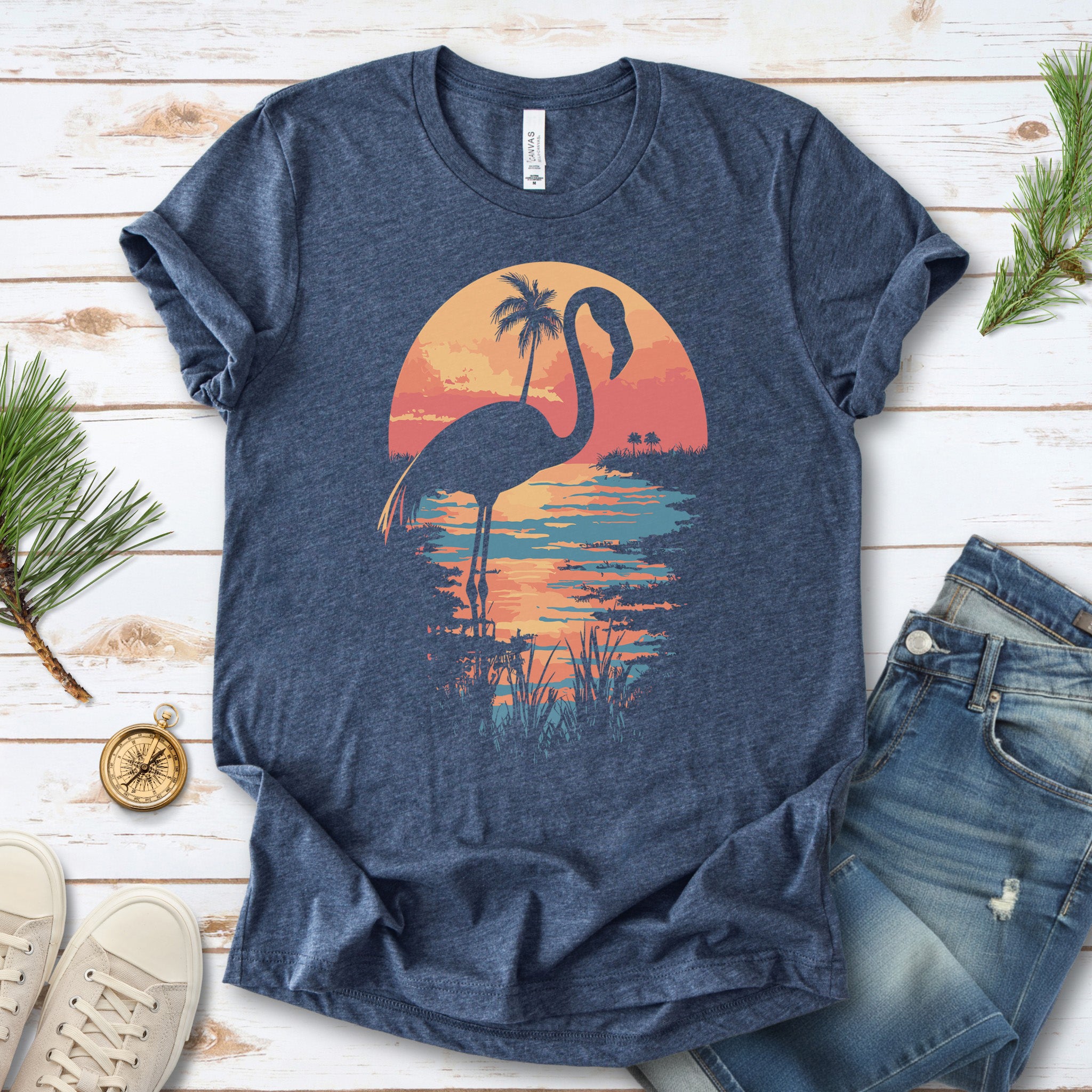 Sunset Flamingo Silhouette T-Shirt