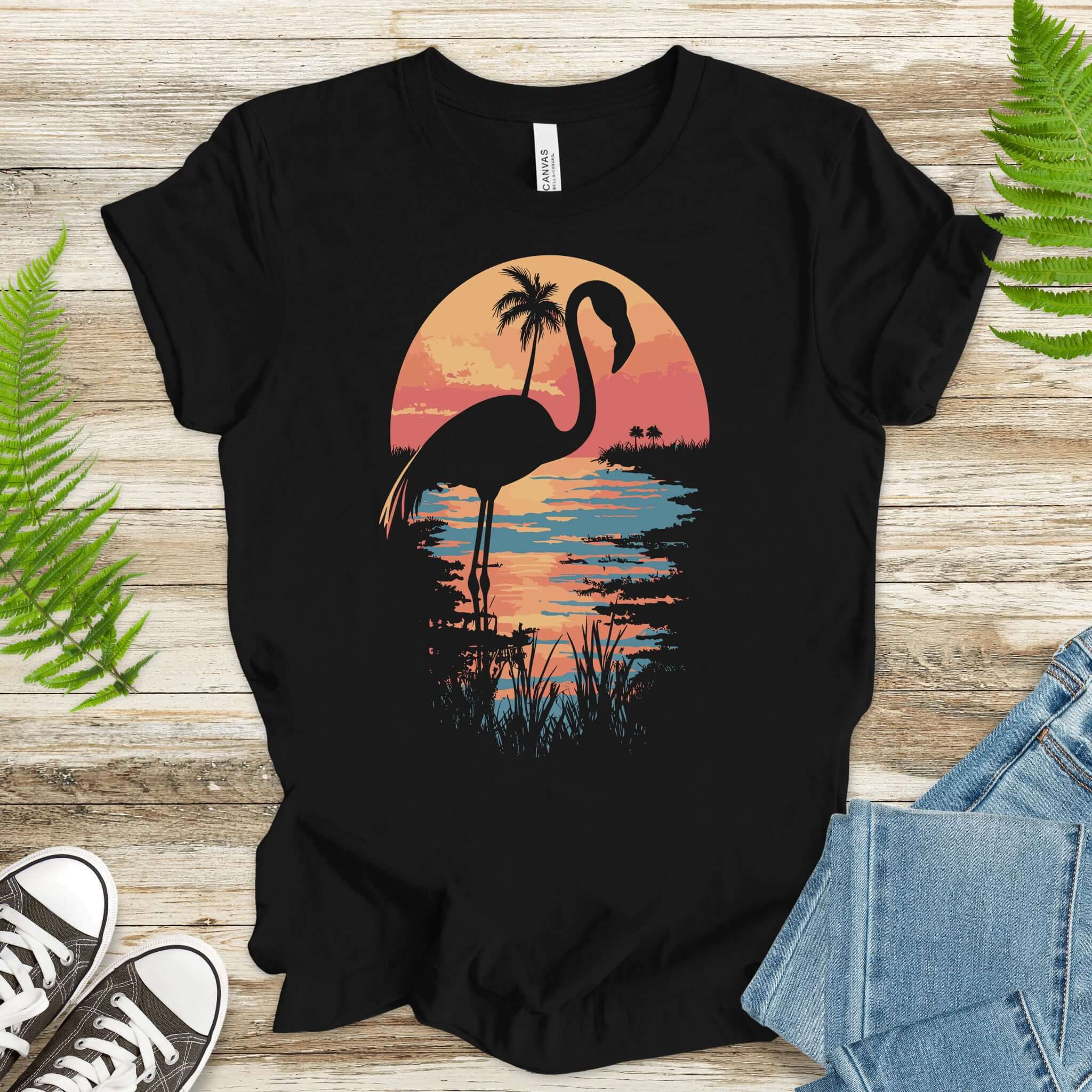 Sunset Flamingo Silhouette T-Shirt