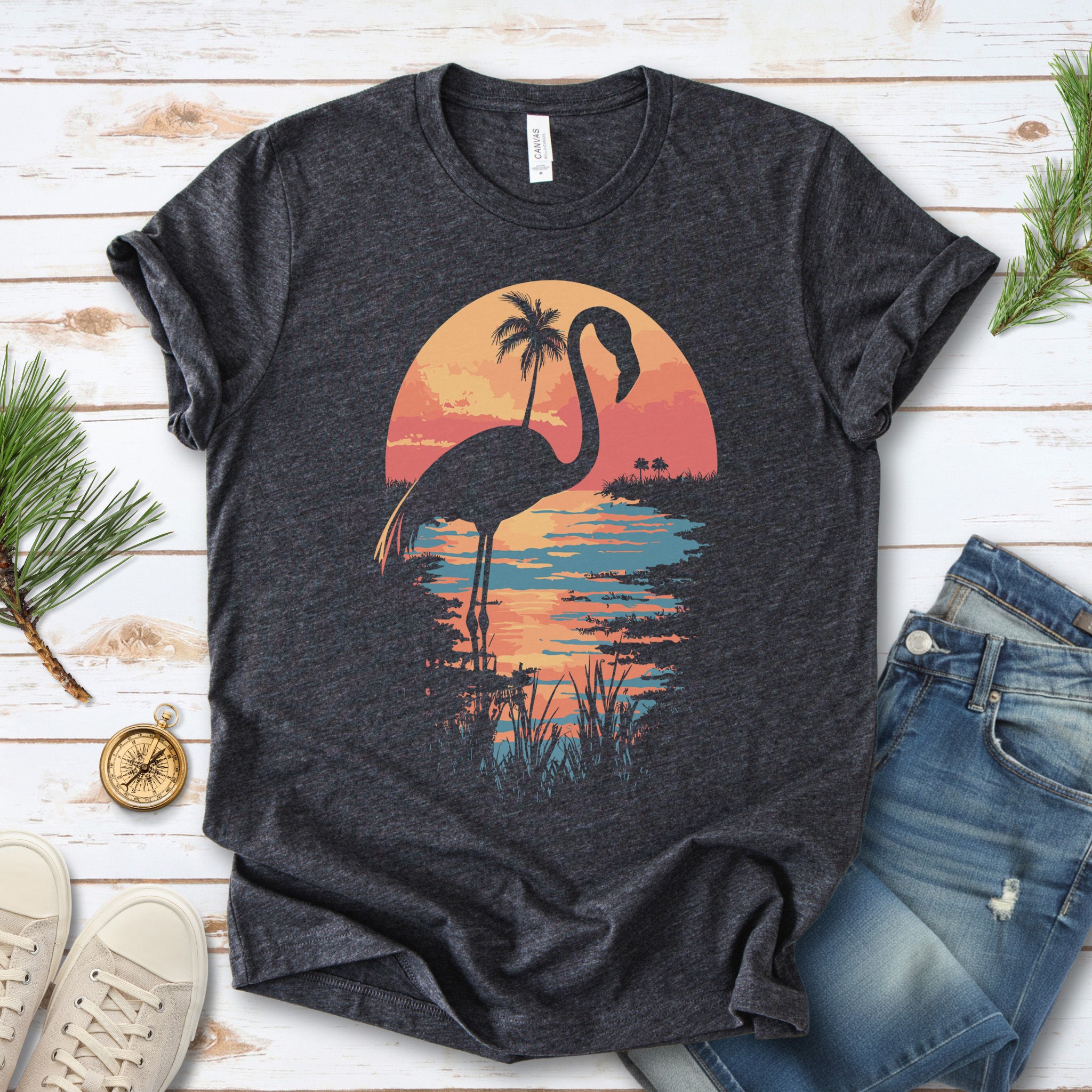 Sunset Flamingo Silhouette T-Shirt