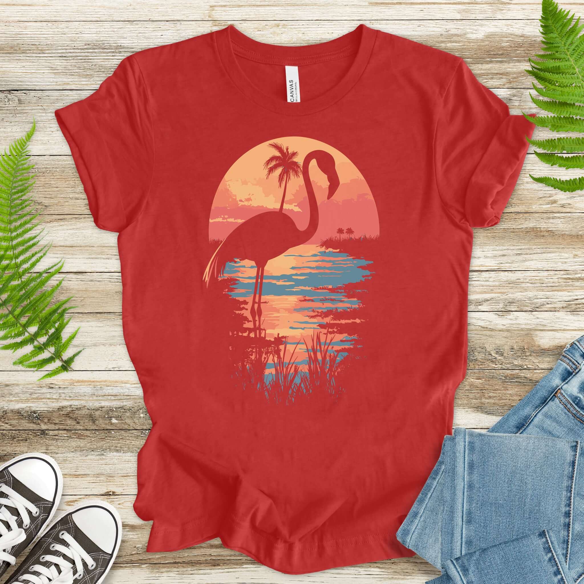 Sunset Flamingo Silhouette T-Shirt