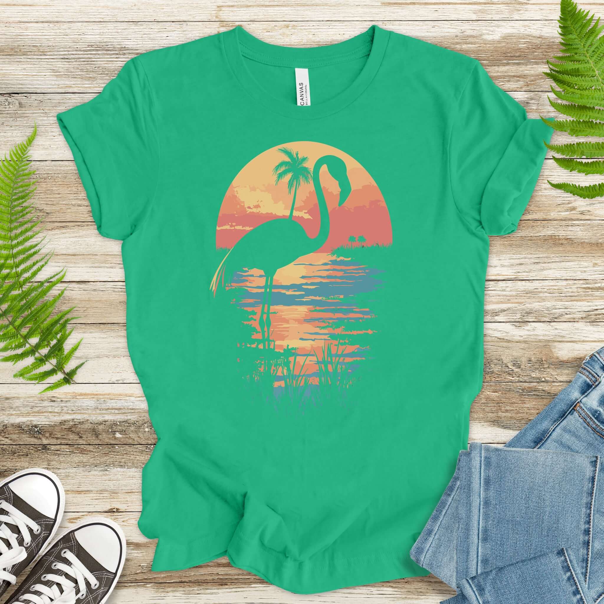 Sunset Flamingo Silhouette T-Shirt