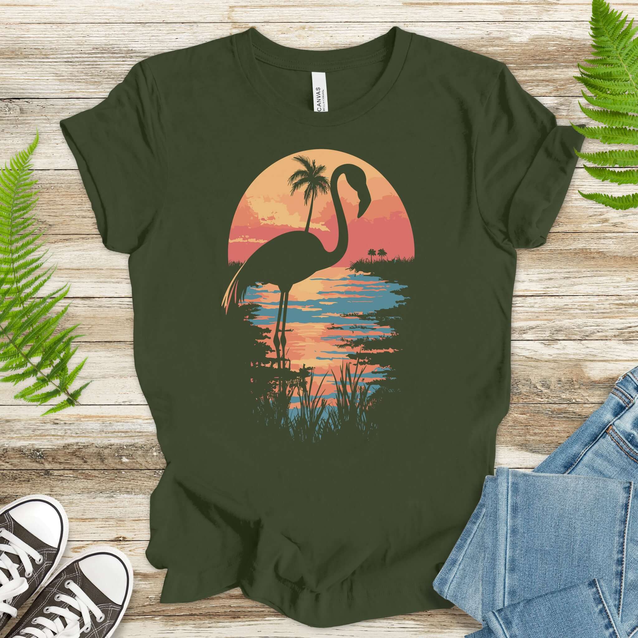 Sunset Flamingo Silhouette T-Shirt