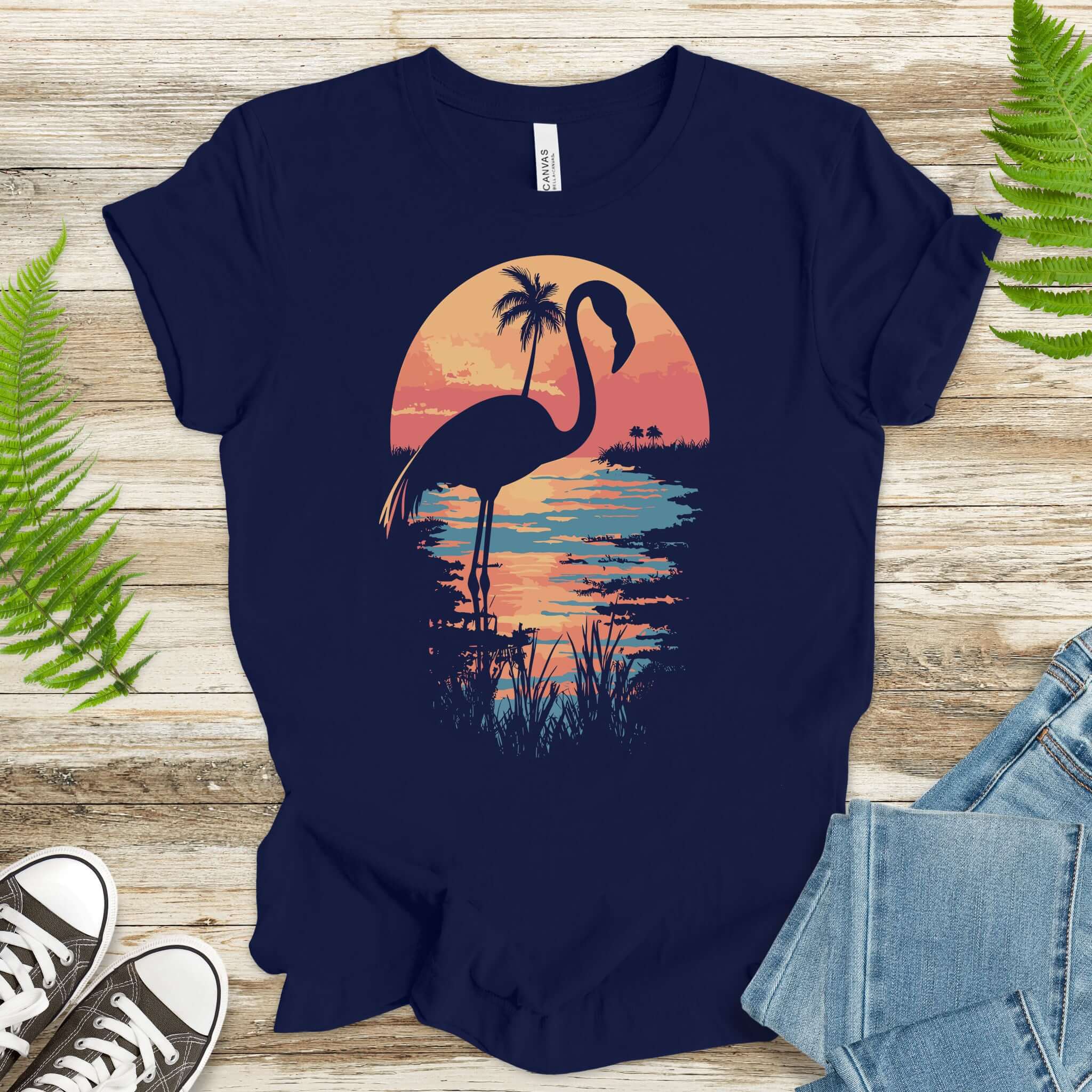 Sunset Flamingo Silhouette T-Shirt