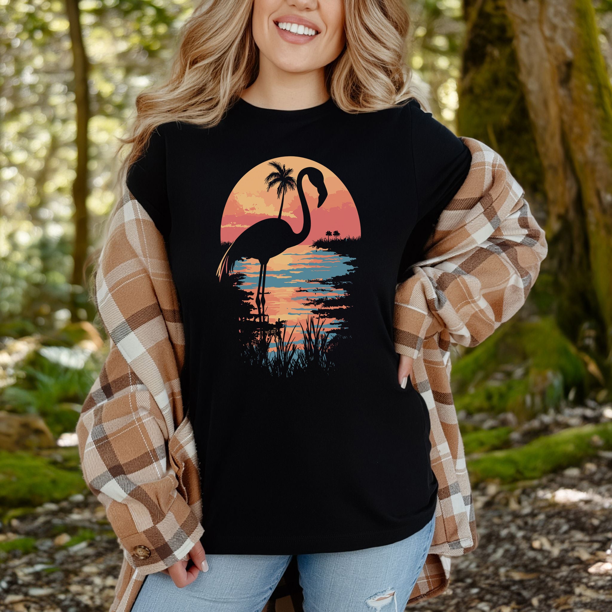 Sunset Flamingo Silhouette T-Shirt