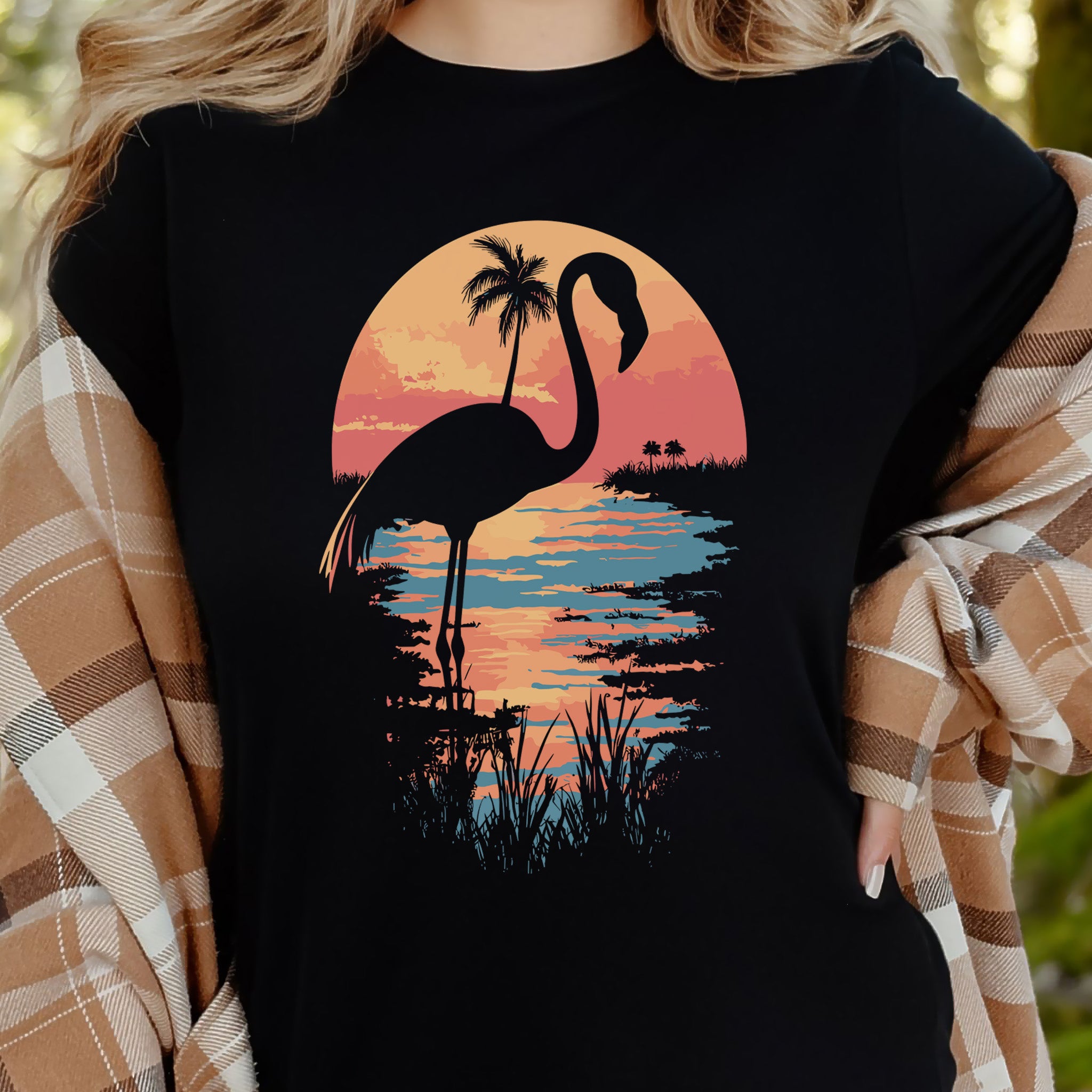 Sunset Flamingo Silhouette T-Shirt