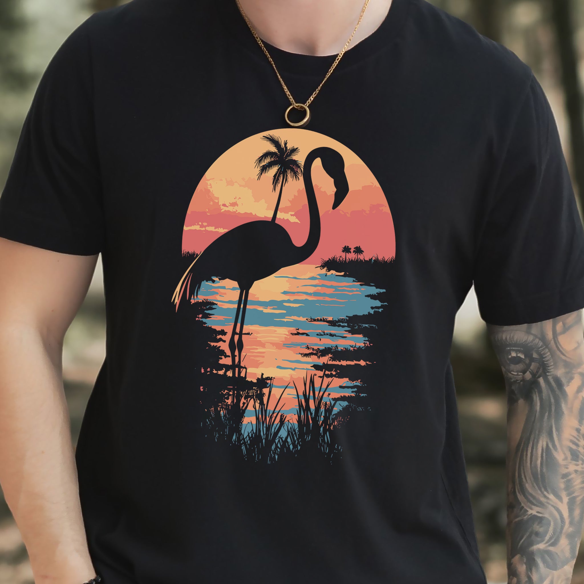 Sunset Flamingo Silhouette T-Shirt